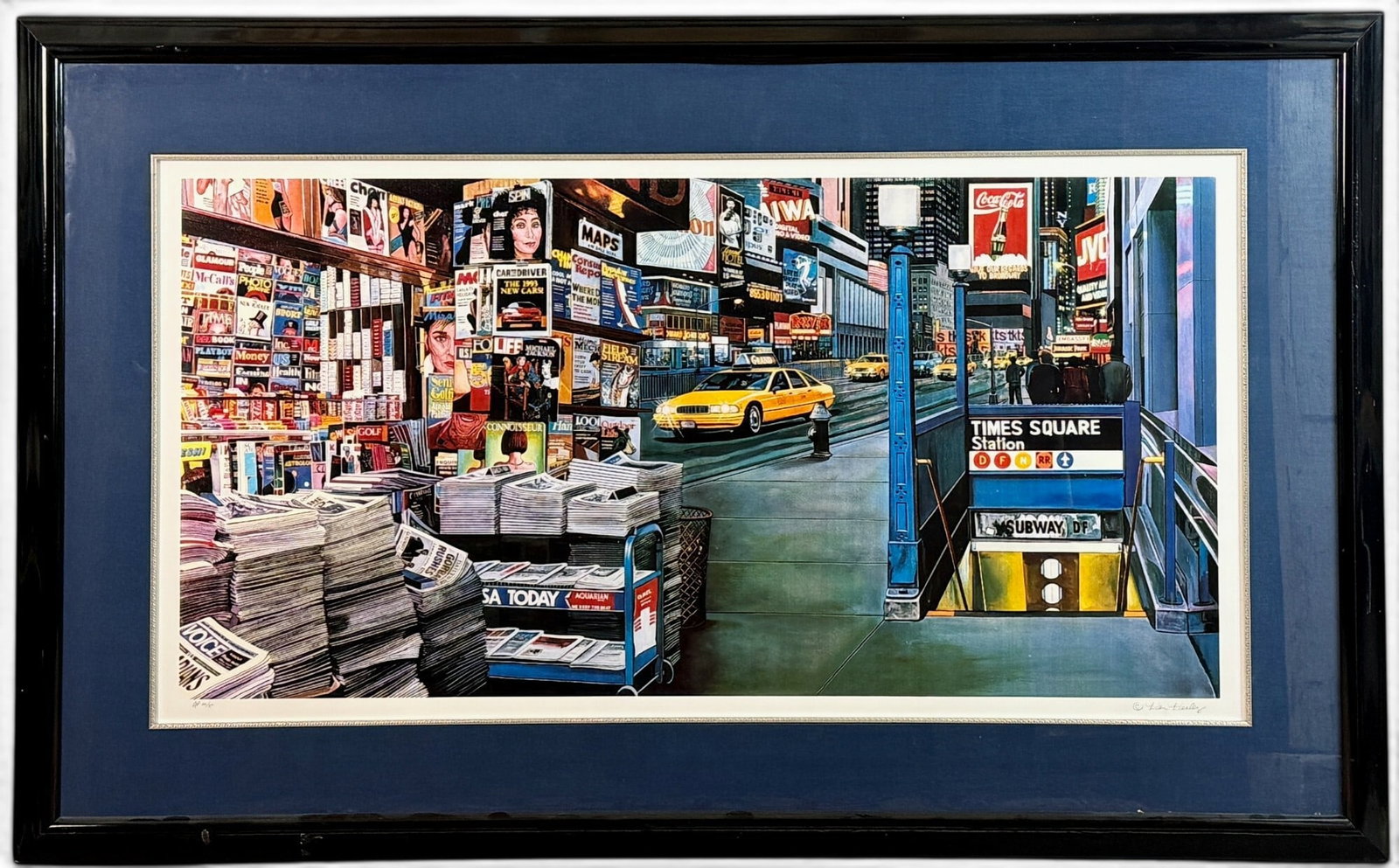 Ken Keeley (American, b.1934): Large offset lithograph on paper. Signed graphite lower right. Notated as an artist's proof, 20/50 out of a broader edition of 325. 22" x 45" (impression); 37" x 59" (frame).