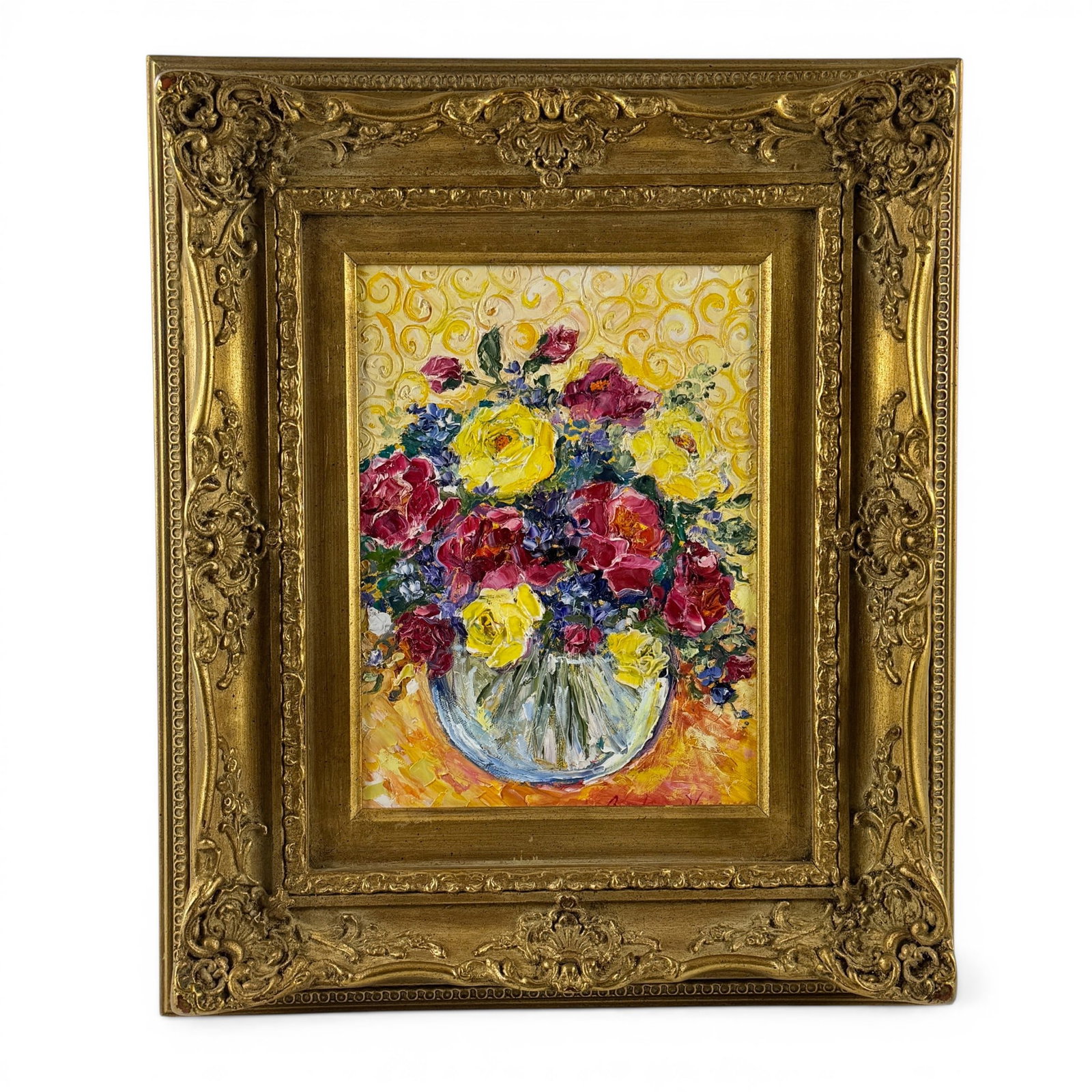 Barbara Heimann Oil on Canvas Still Life: Oil on canvas still life, heavy impasto, inscribed to verso by artist, and signed l.r. 11" x 8.75" (sight), 20" x 16" (framed).