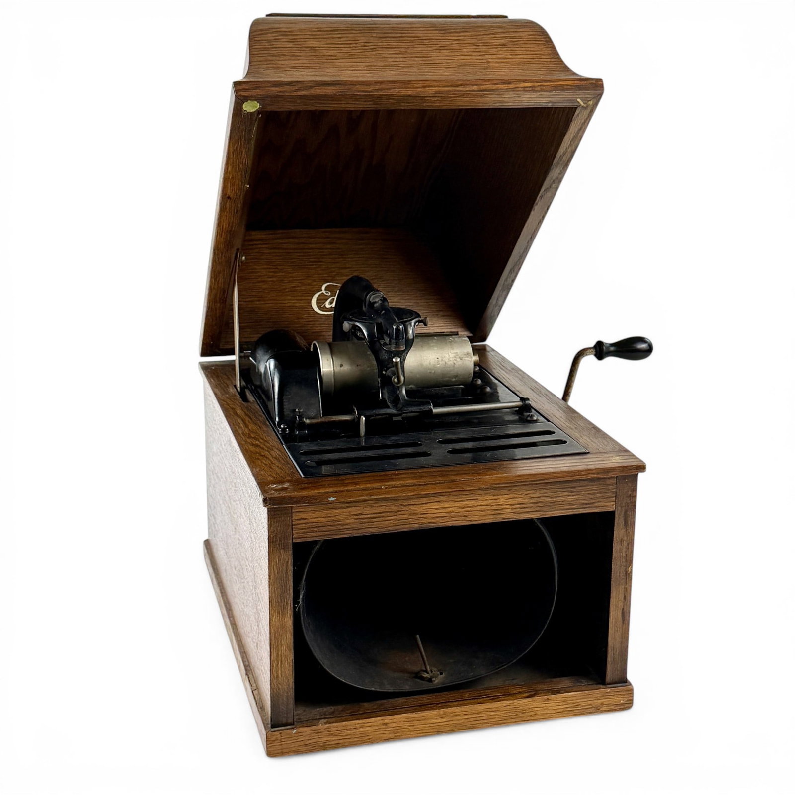 Antique Edison Phonograph Record Player: In walnut, marked Edison. Not in working condition.