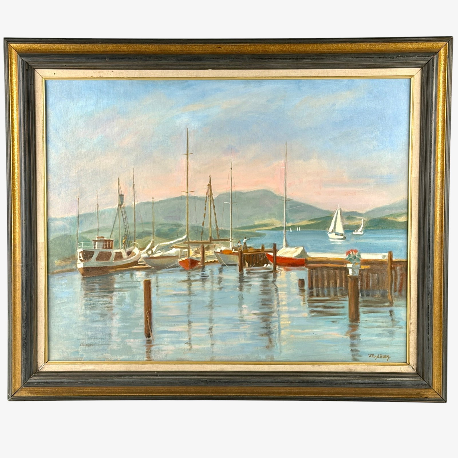 Floyd Berg Oil on Canvas of a Harbor Scene (1 of 4)
