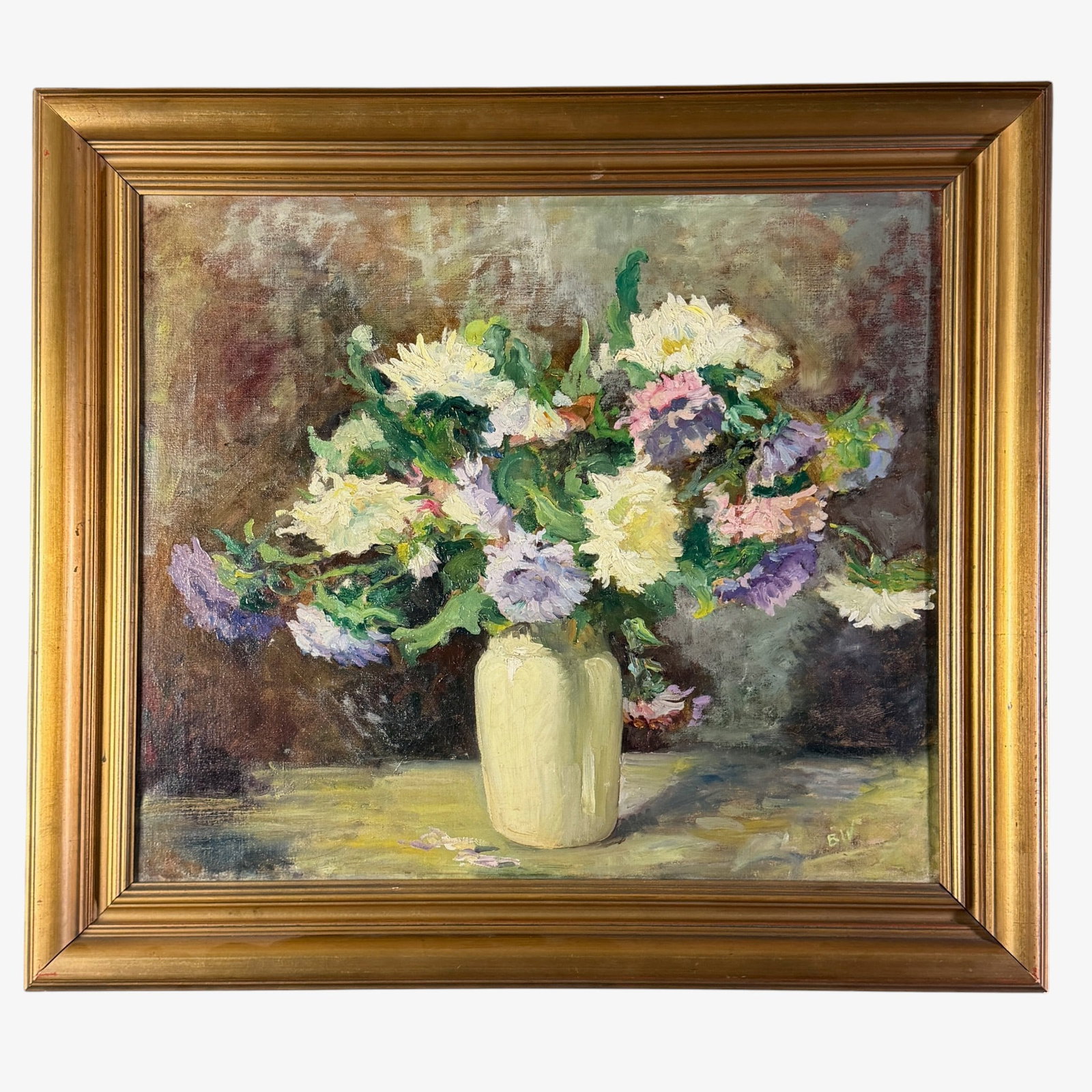 Bessie H. Wessel (1889-1973), Still Life: Oil on canvas, still life bouquet in a ceramic vase. Signed lower right. With Cincinnati Art Galleries label to backing. 18 1/2" x 21 1/2" (sight); 25" x 27" (frame)