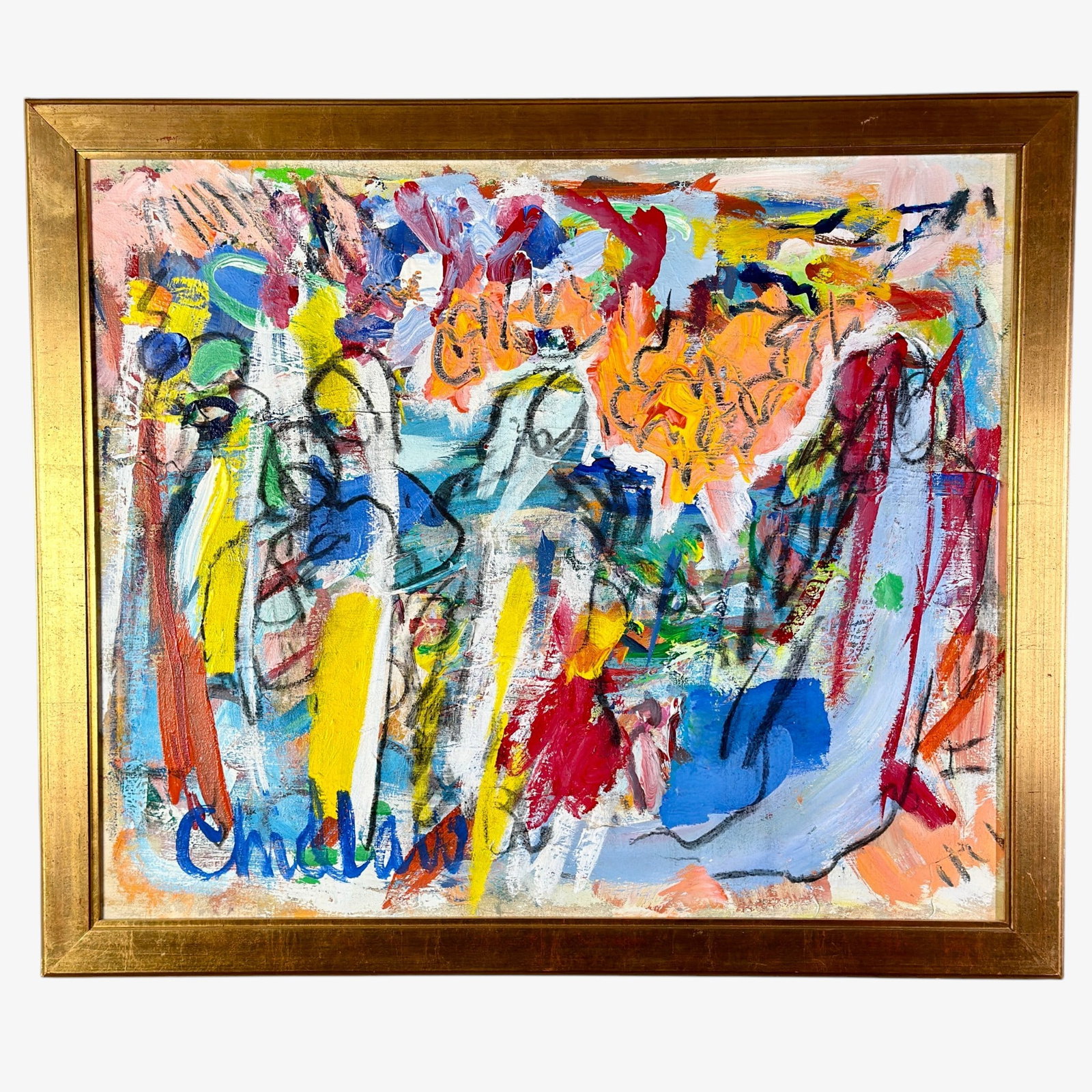 Paul Chidlaw (1900-1989, Cincinnati): Oil on canvas titled "The Twilight Stood as Strangers do" with label to verso. Originally sold by the Miller gallery, Cincinnati OH. Signed lower left. Sight size: 30" ht. x 36" wd., framed size: 34"