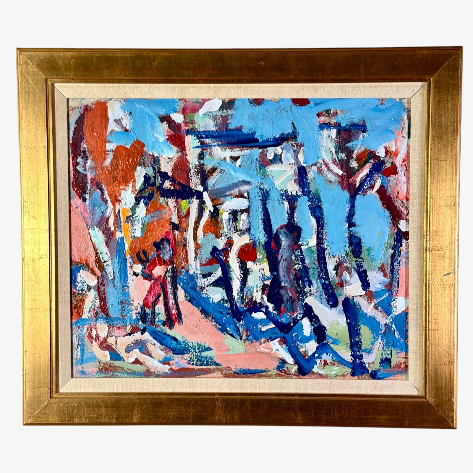 Paul Chidlaw (1900-1989, Cincinnati): 1985 Oil on canvas by Chidlaw titled "A Path to the Beach". Housed in a nice gilt frame. Signed to verso and includes Miller Gallery label to back with title. Sight size: 19.25" ht. x 23.25" wd.,