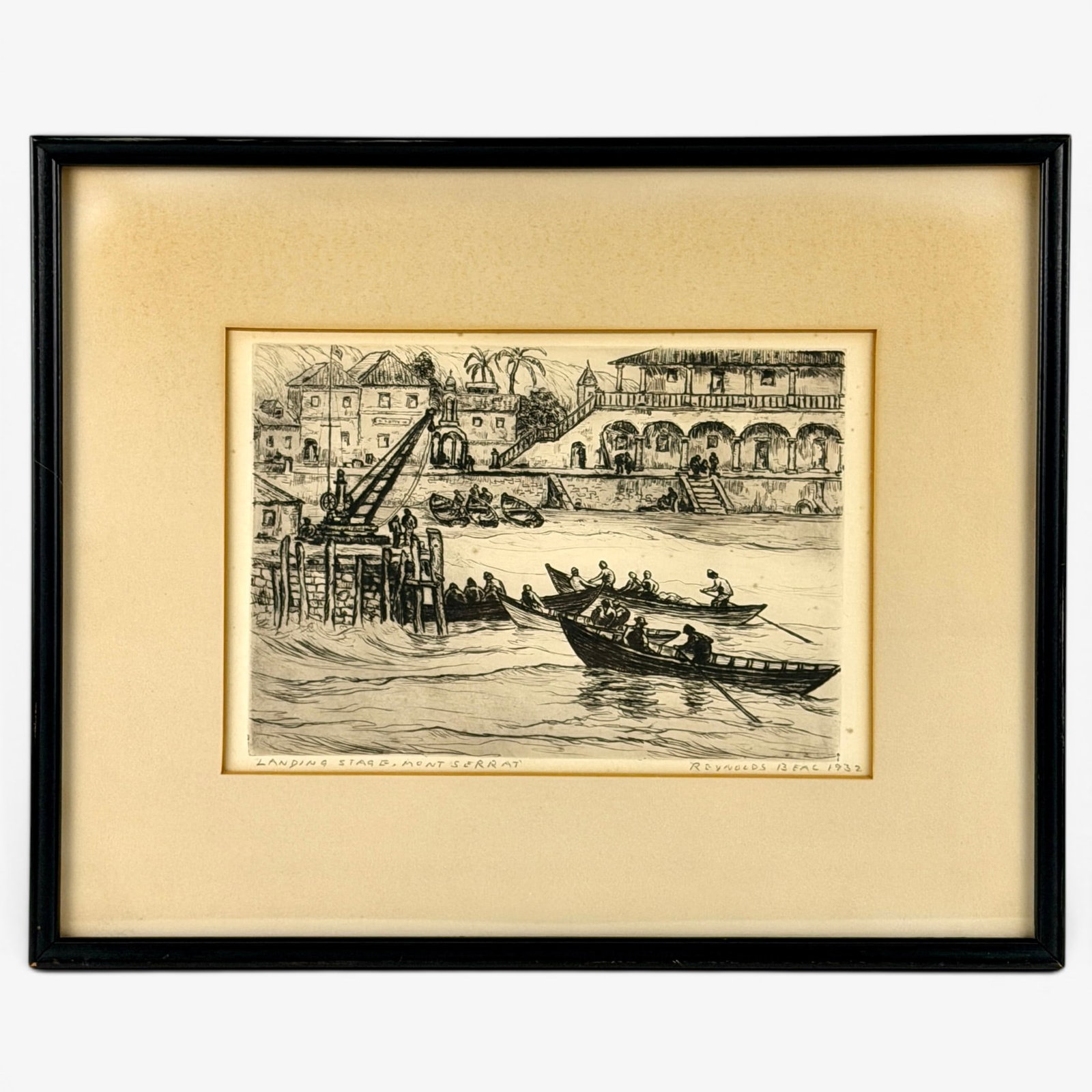 Reynolds Beal (American, 1866-1951): Five Reynolds Beal Lithographs, most signed, titled and dated in graphite in the margin. Three beach/harbor scenes, one study of a boat and one sailboat scene. Largest framed size: 15" ht. x 19.5" wd.