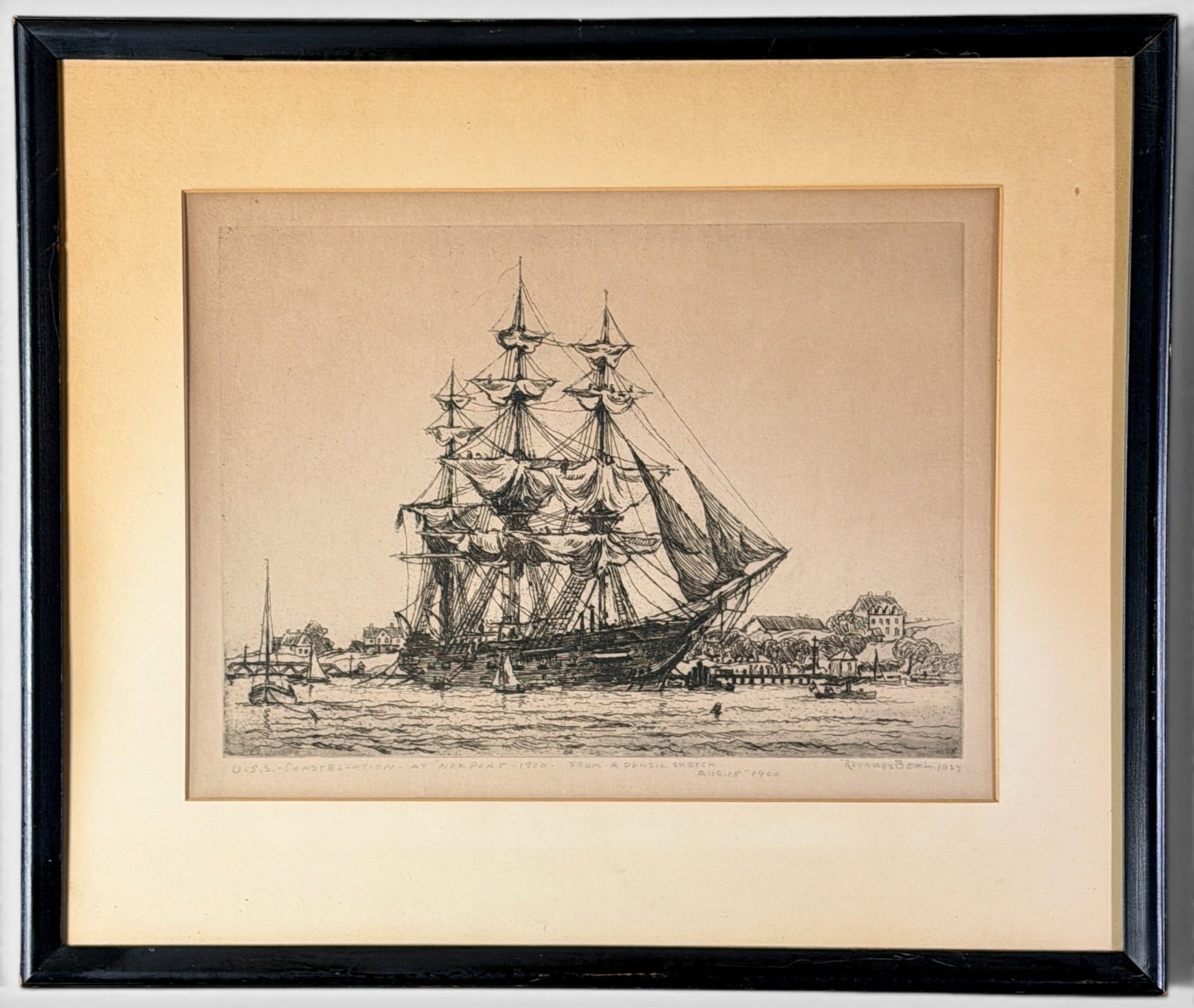 Reynolds Beal (American, 1866-1951): Four lithographs by Reynolds Beal. All early 20th century, all signed, dated and titled in graphite in the margins. Three sailing scenes and one additional scene titled "Boat Landing, Dominica".
