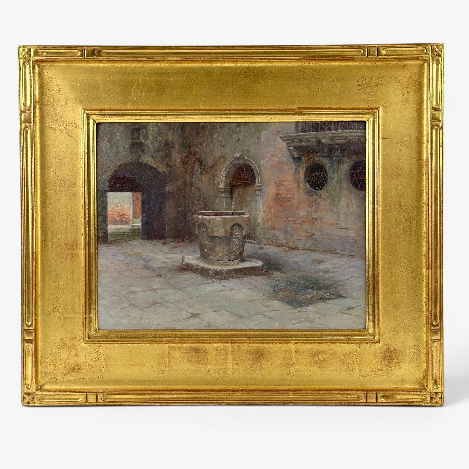 Charles James Theriat (1860-1937) O/B. Well in a Courtyard. (1 of 4)