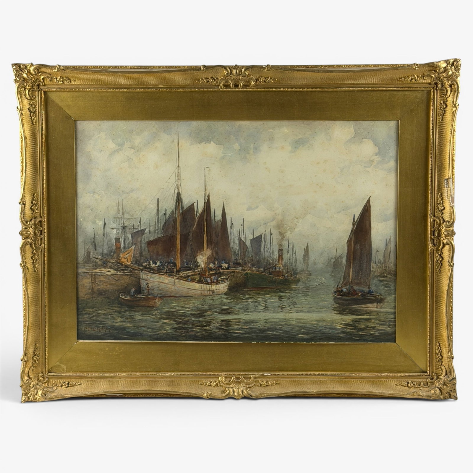 John E. Aitken (1881-1957) Watercolor "The Harbour". (1 of 6)