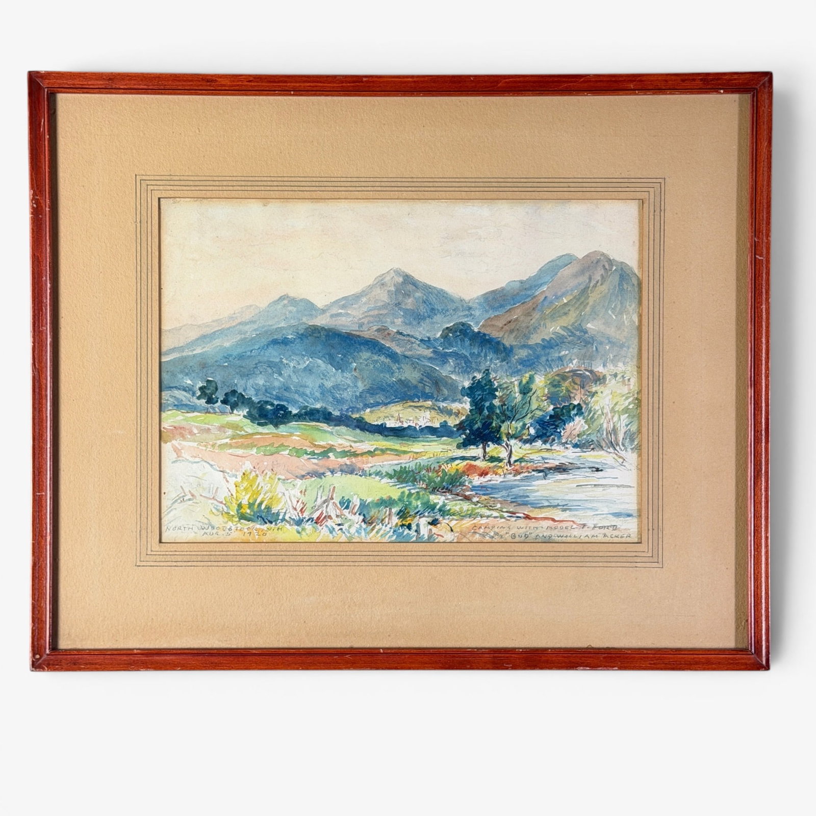 Three Original Works of Art, River Scenes: Three paintings including two pastel and graphite on paper river scenes (one in winter) and one watercolor (likely by Reynolds Beal) which titled and dated in graphite of a shoreline. One of the