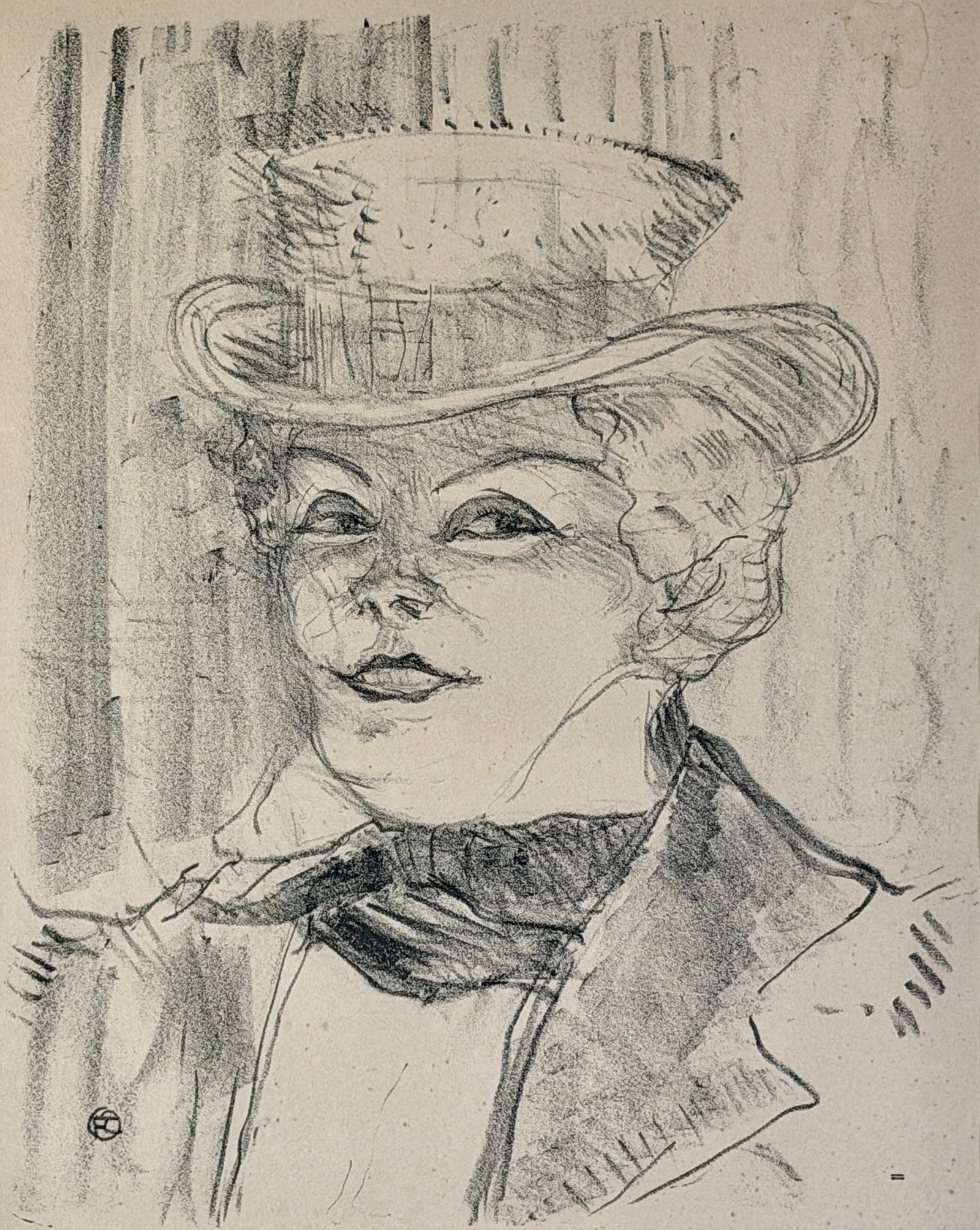 Henri de Toulouse-Lautrec (French, 1864-1901): Lithograph titled Madame Rejane (1898). Nicely matted and framed. Signed in plate with chop mark. Plate size: 11.5" ht. x 9.25" wd., framed size: 23.75" ht. x 18" wd.
