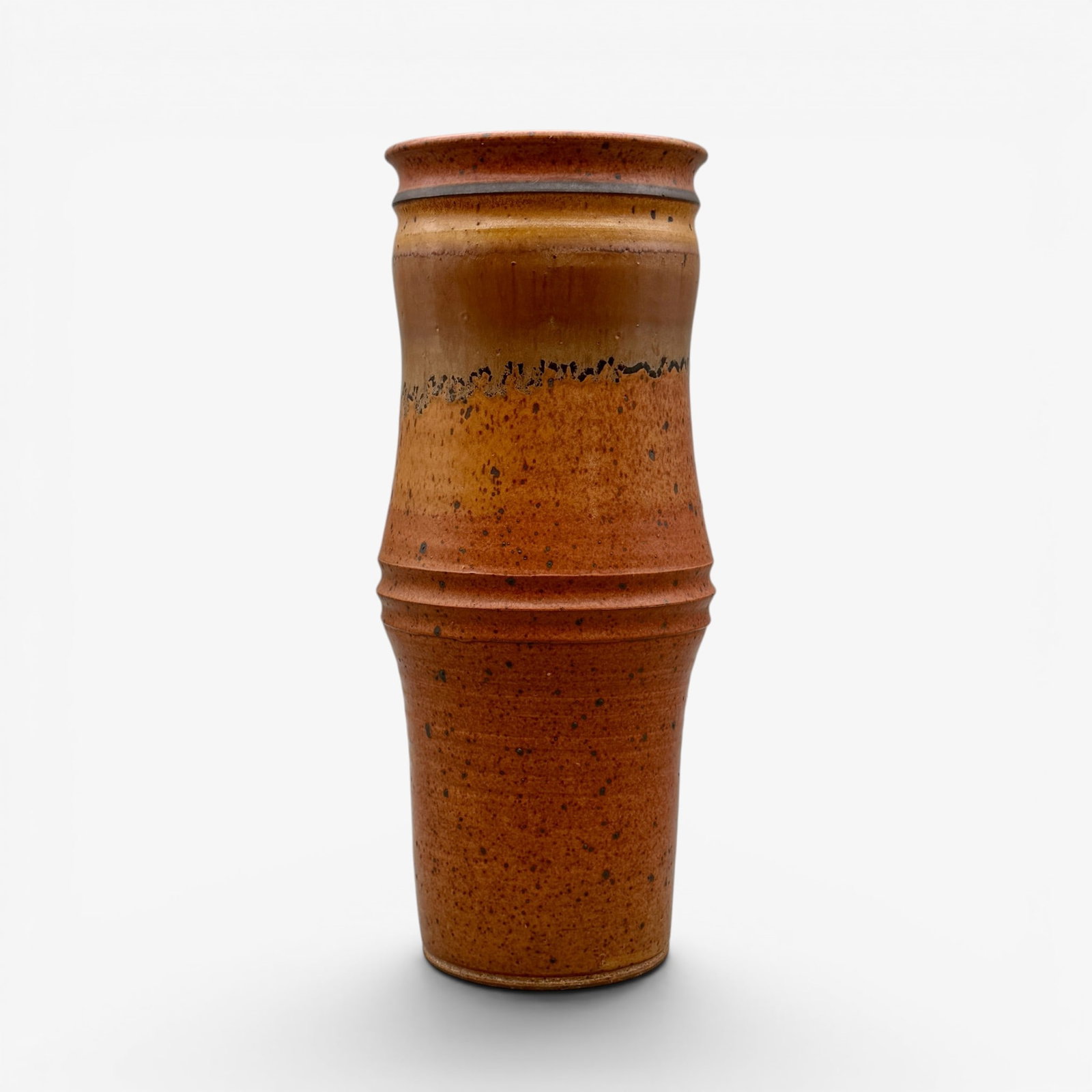 Val Cushing thrown vase, shaner red glaze. (1 of 5)