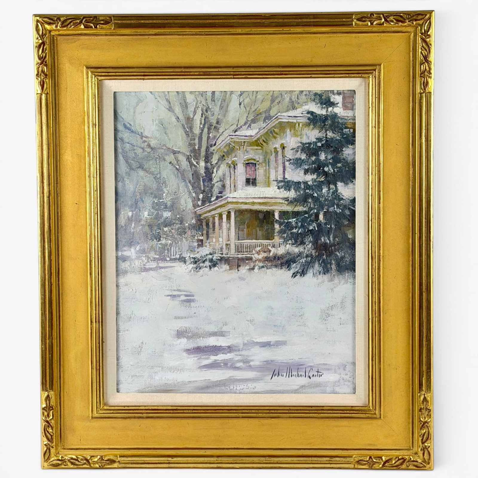 John Michael Carter Oil on Canvas Winter Scene (1 of 7)