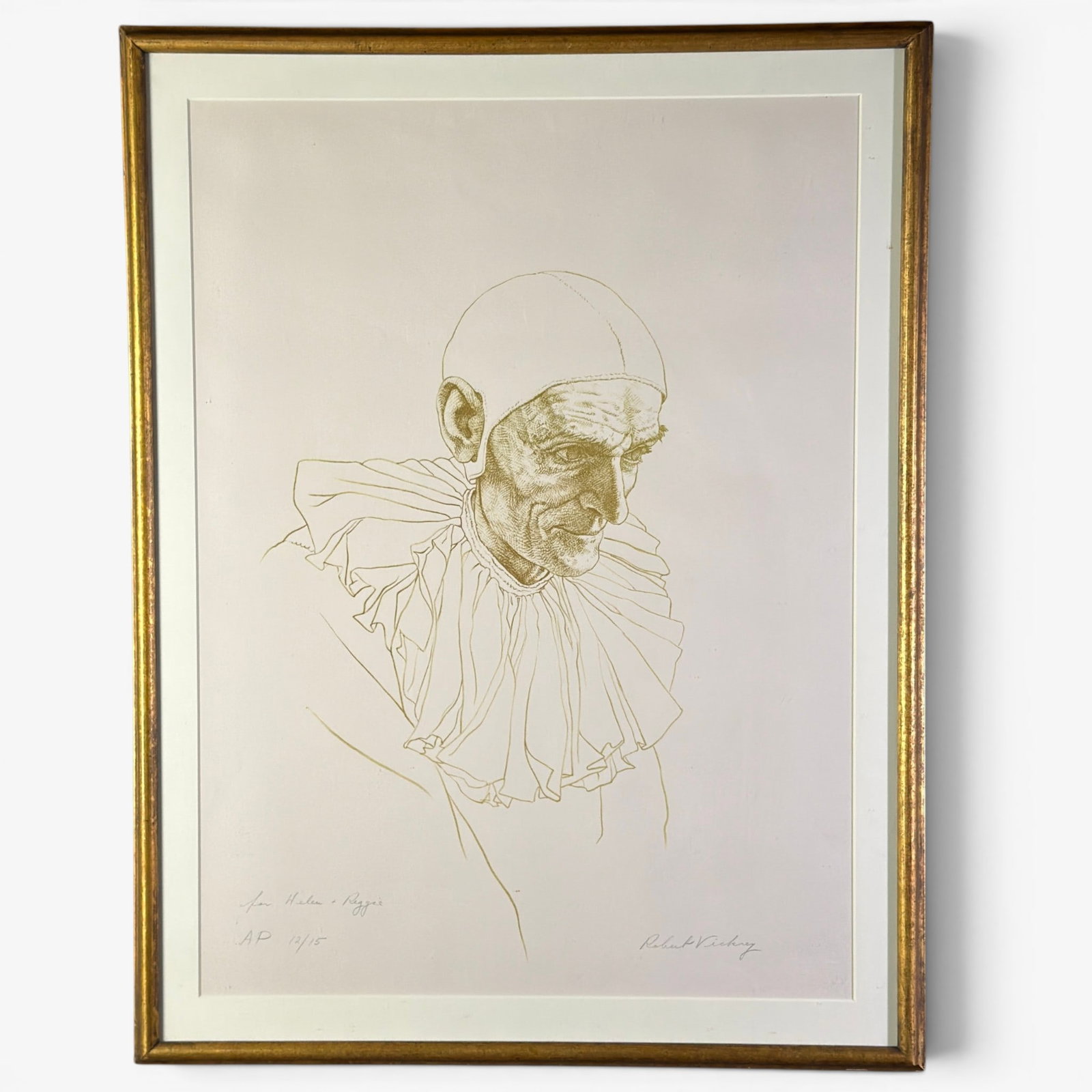 Robert Vickrey print of a clown, Artist proof. (1 of 5)