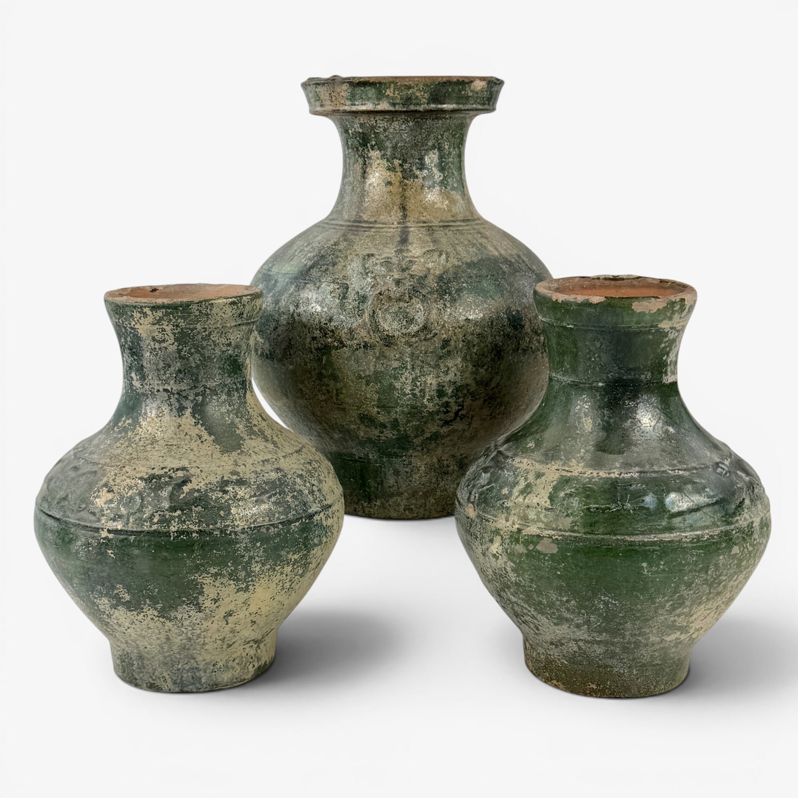 Three Green-Glazed Hu Form Vases, Han (1 of 12)