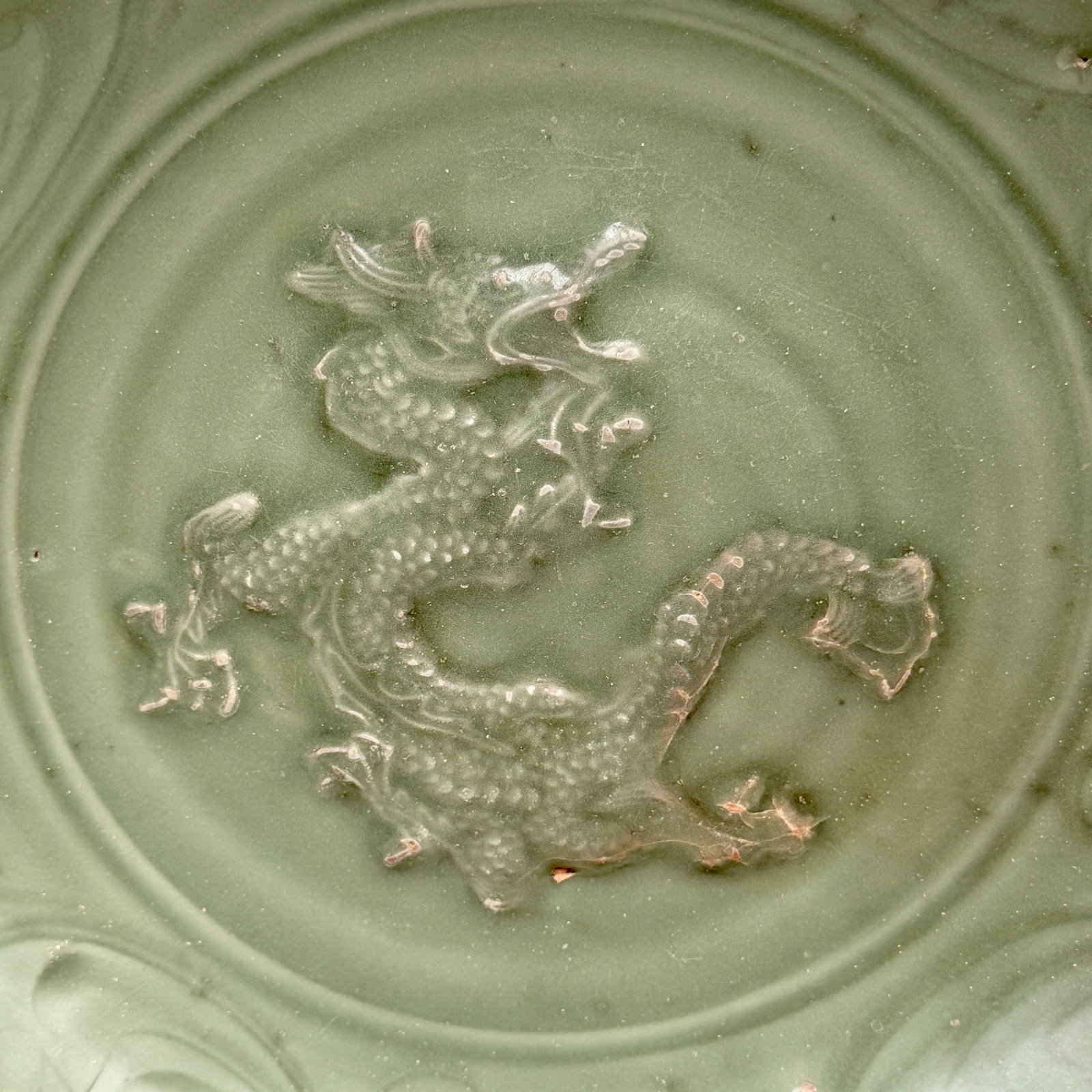 A Large Longquan Celadon "Dragon" Dish - 4
