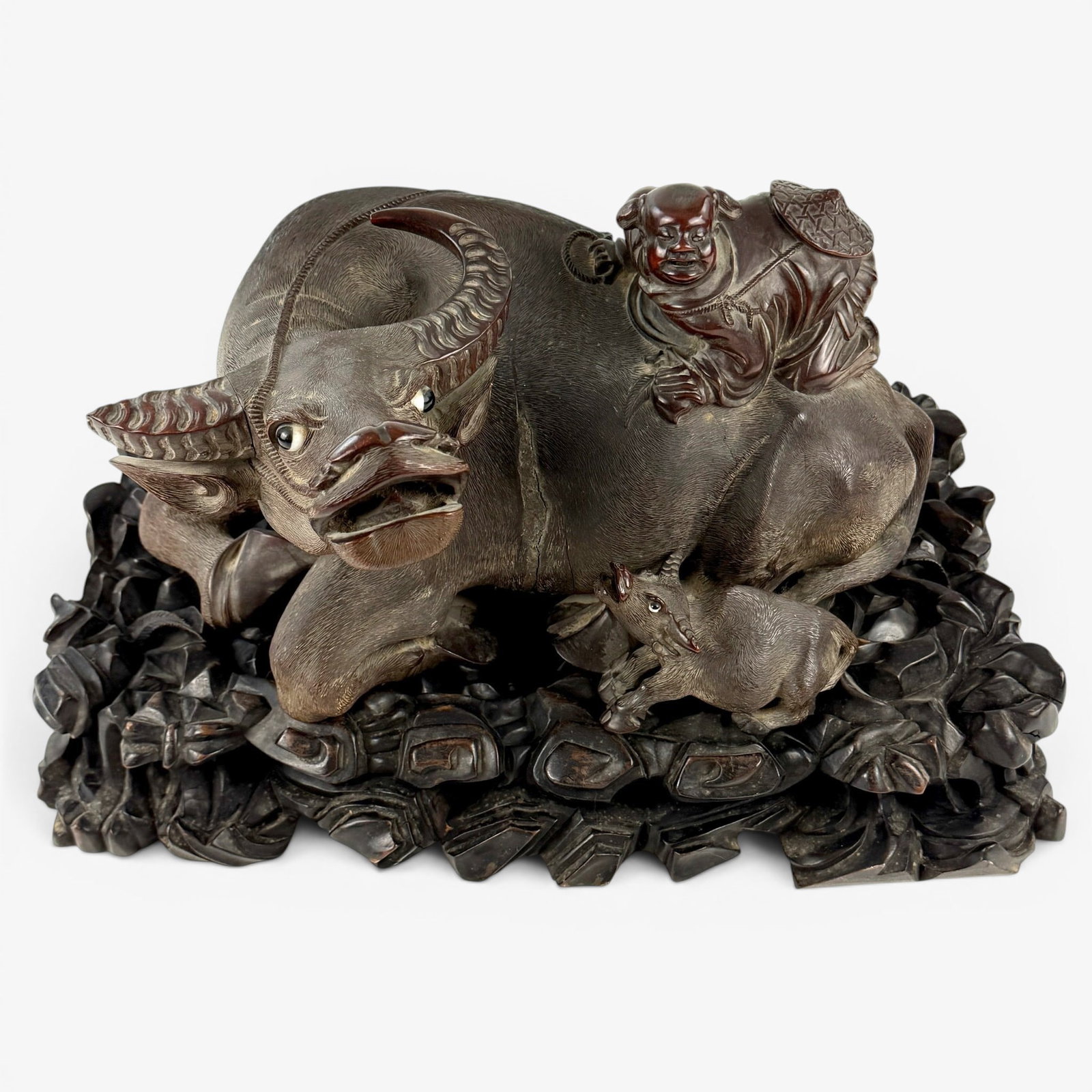 Large Carved Chinese Water Buffalo on Stand (1 of 8)