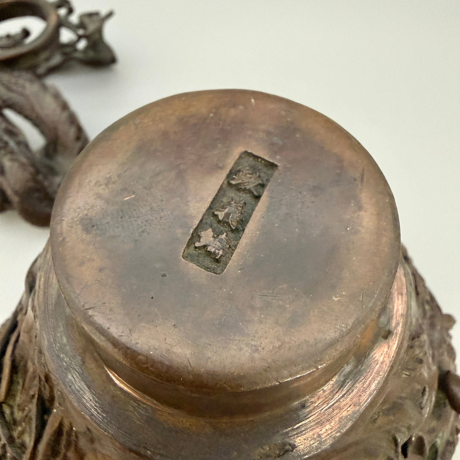 Japanese bronze two piece "Dragon" censor - 8