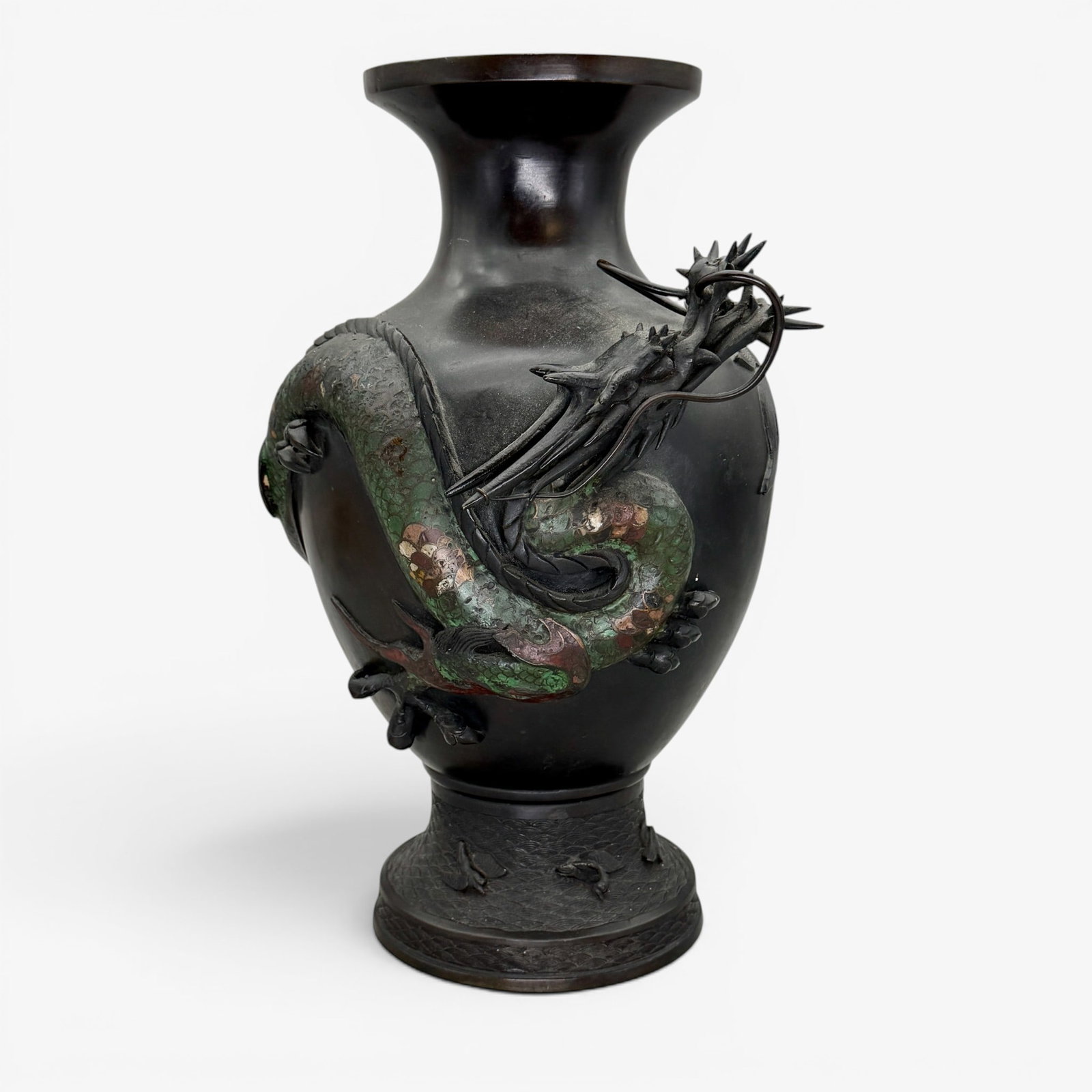 Japanese Bronze Dragon Vase with Enamel (1 of 7)