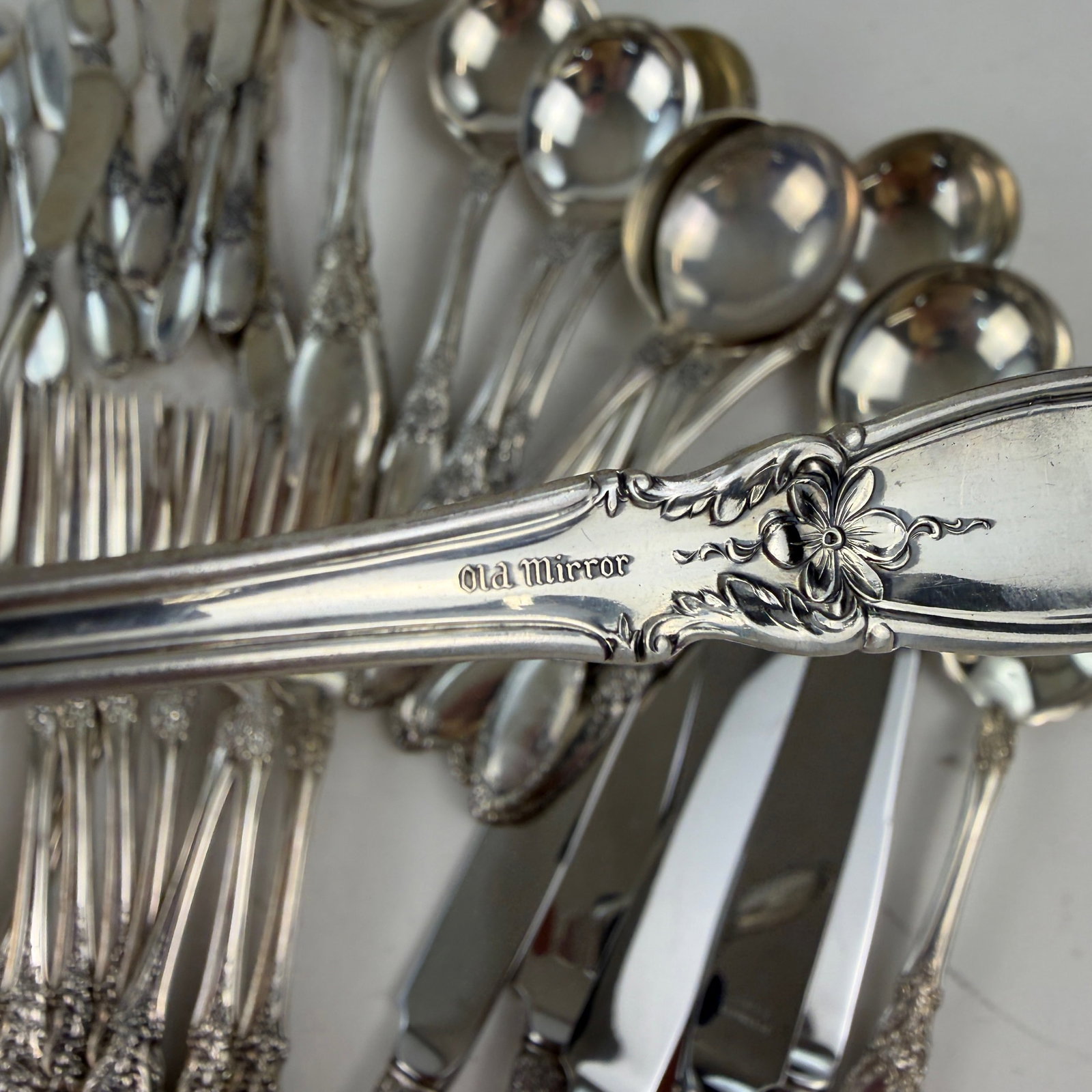 Large Set of Towle "Old Mirror" Pattern Flatware - 8