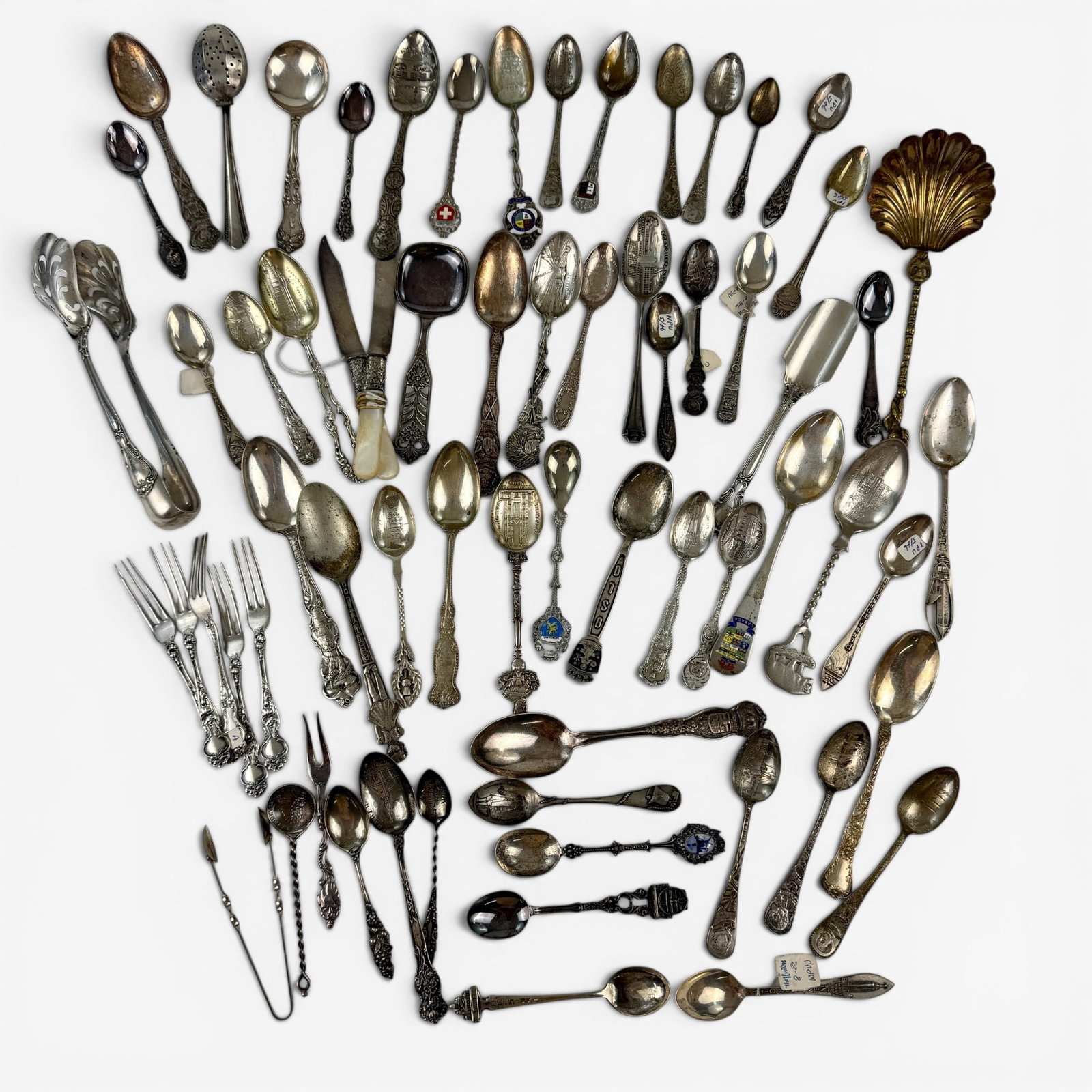 Large Group of Souvenir and Novelty Spoons, Most Sterling (1 of 11)