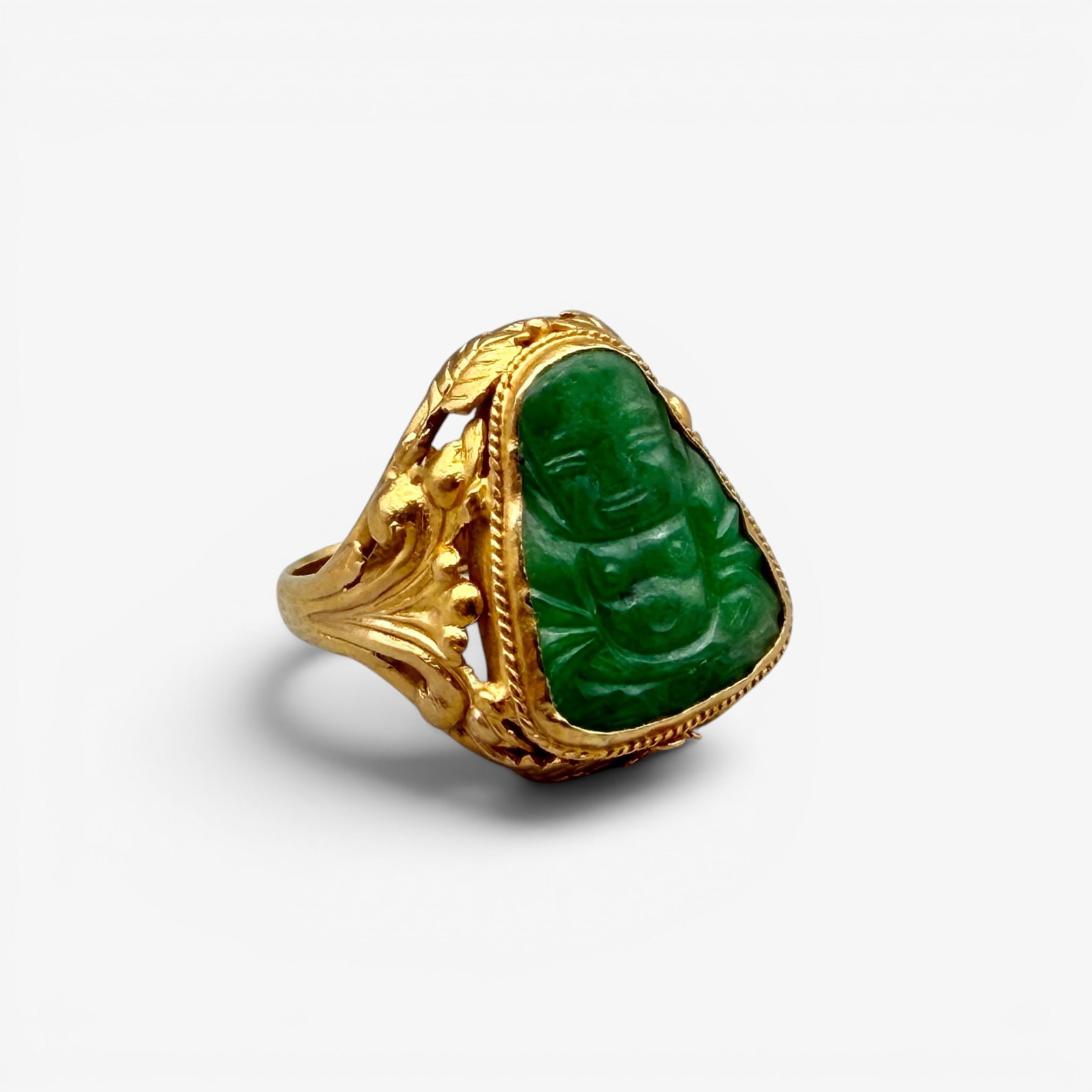 22K Gold Ring with Jade Carving (1 of 5)