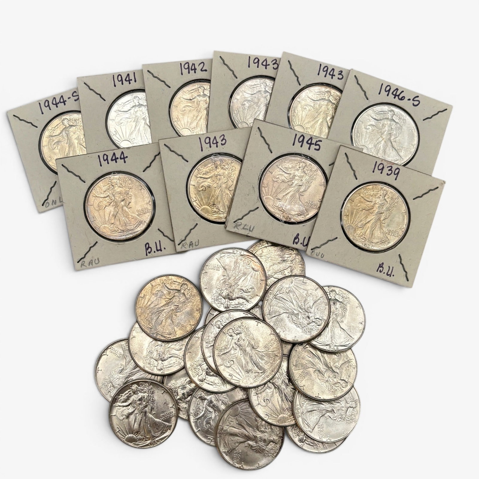 30 Walking Liberty Half Dollars, some sleeved (1 of 1)
