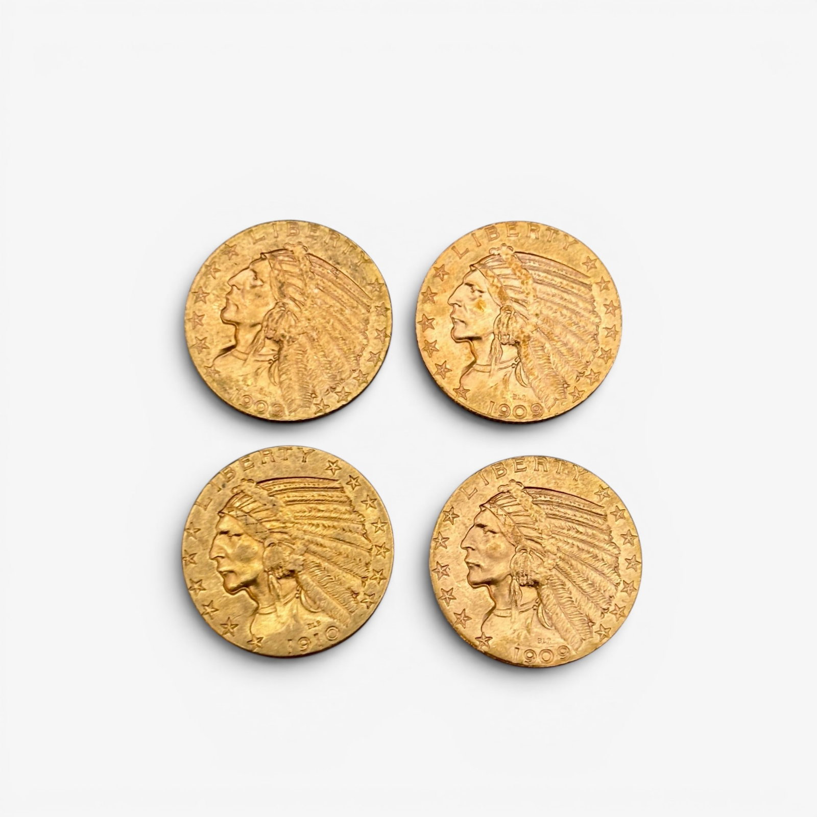 Collection of 4 Gold $5 Indian 1909 Indian Head Coins (1 of 1)