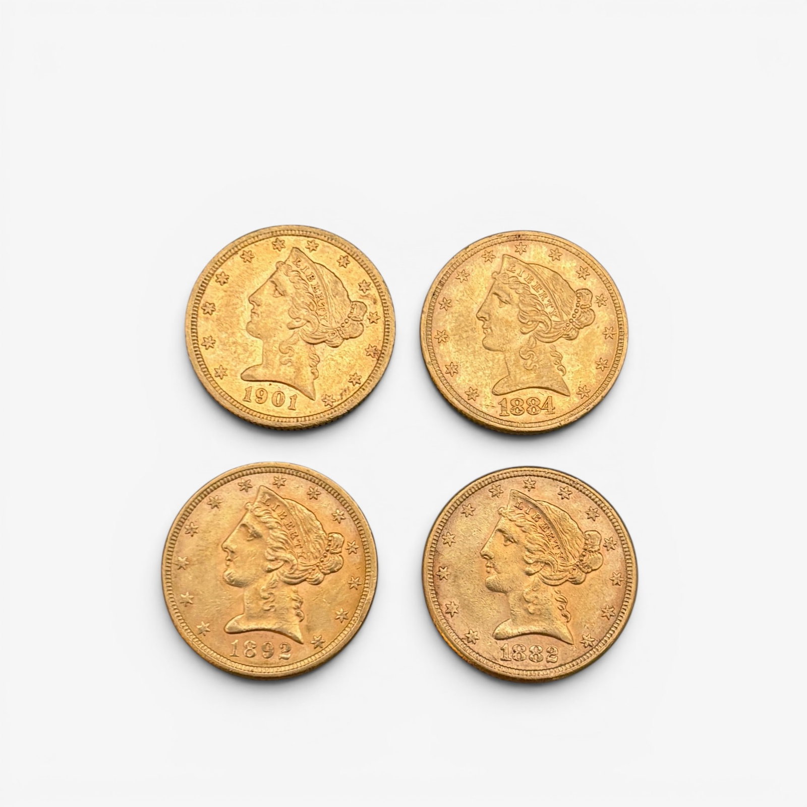 Four $5 Liberty Head Gold Pieces (1 of 1)