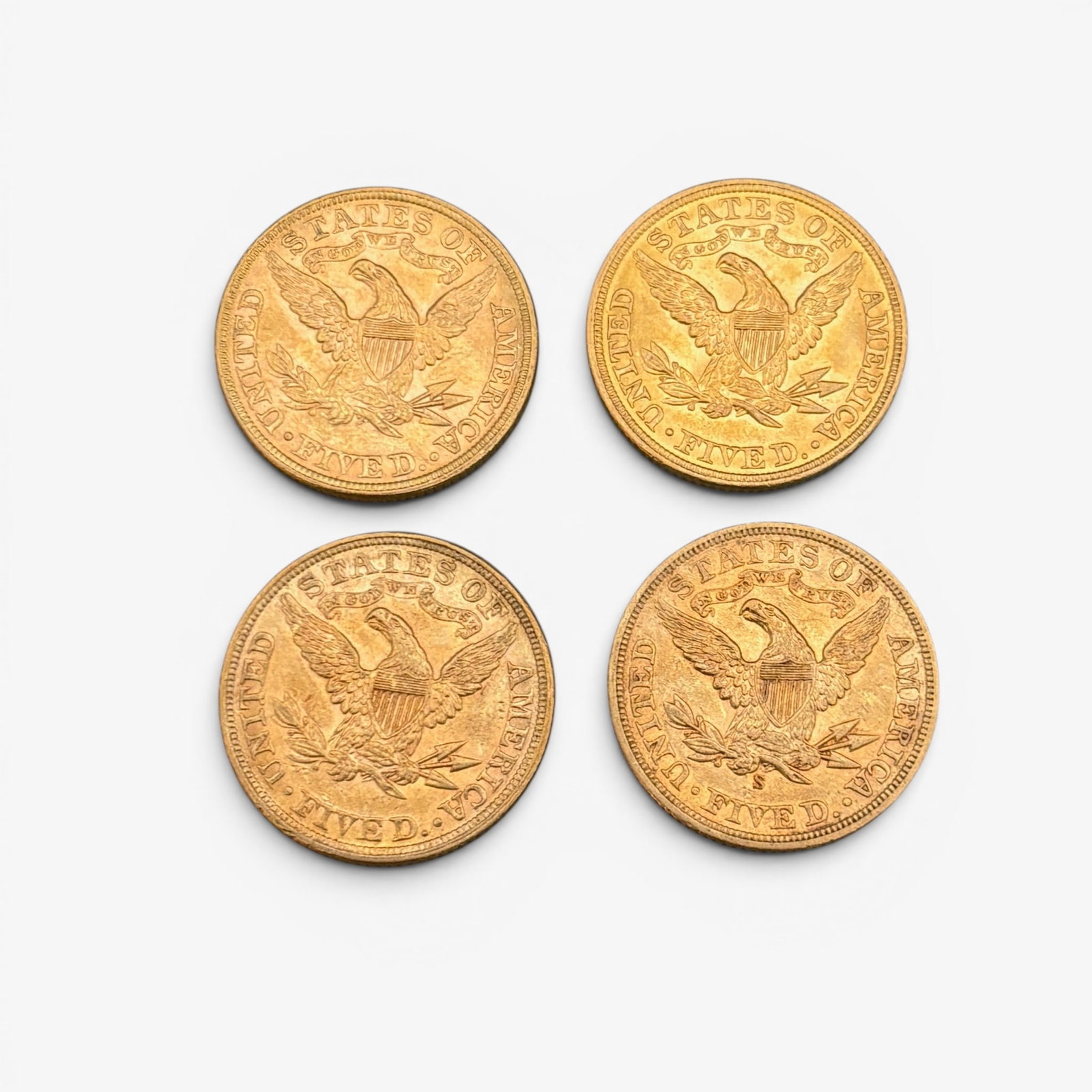 Four $5 Liberty Head Gold Pieces (1 of 1)