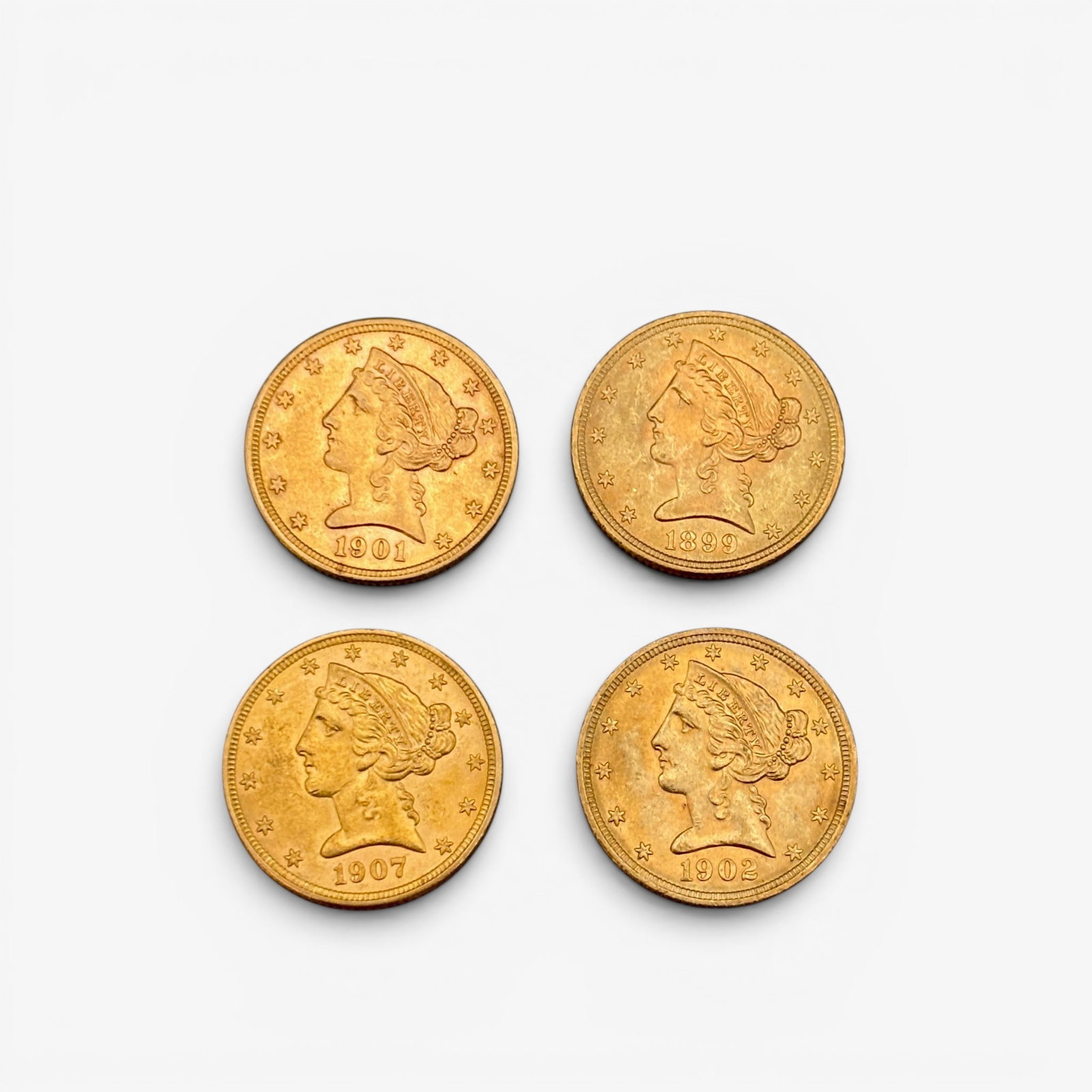 Four $5 Liberty Head Gold Pieces (1 of 1)
