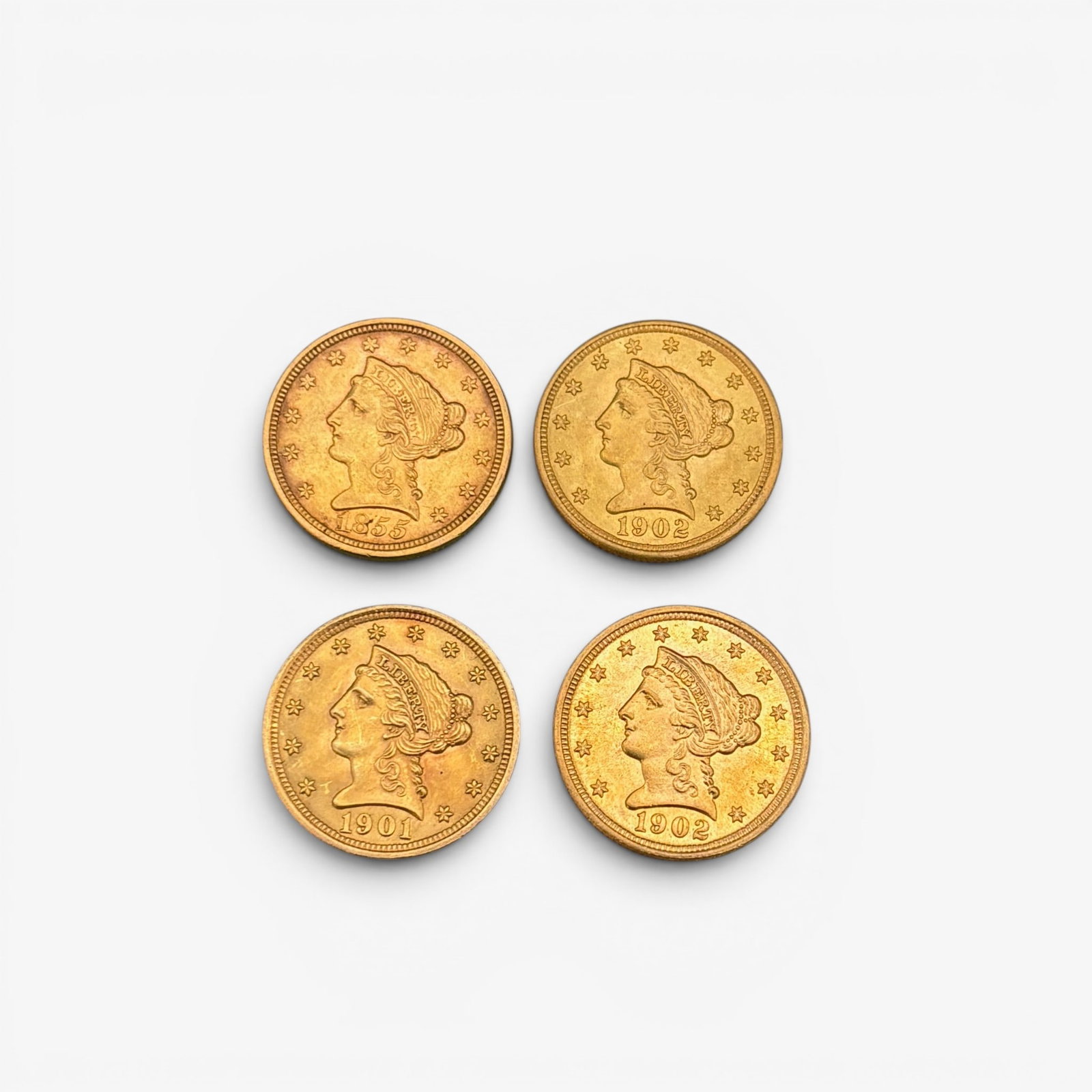 Four $2.5 Liberty Head Gold Pieces (1 of 1)