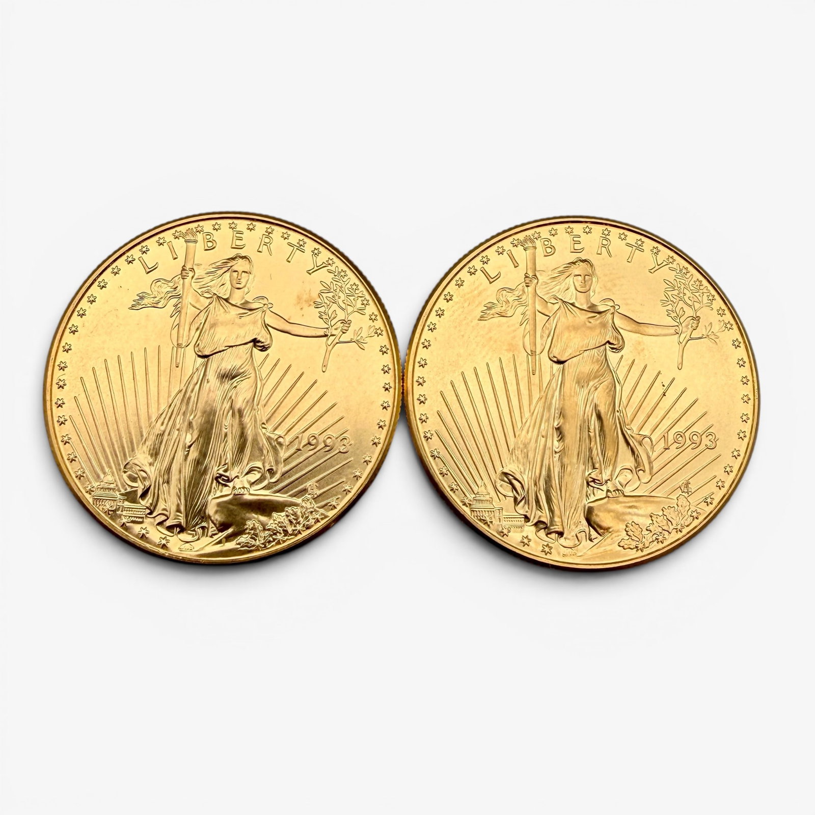 Two 1993 One Ounce Fine Gold American Eagles (1 of 2)