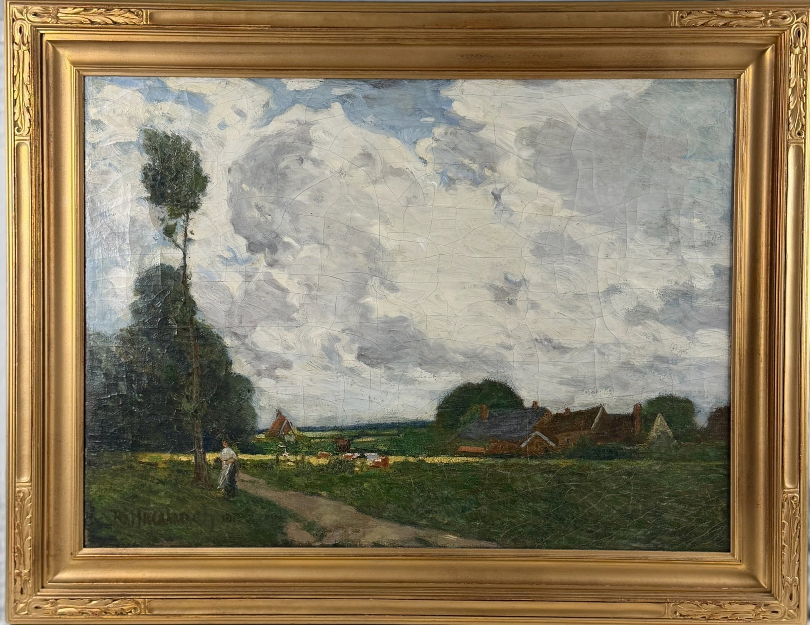 French Impressionist Oil by Lewis Henry Meakin: Lewis Henry Meakin (Amrican/Cincinnati, 1850-1917). Oil on canvas, signed l.l., in the impressionist manner Meakin was known for, likely a French subject. 21.5" x 29.5" (sight), 28" x 36" (framed).
