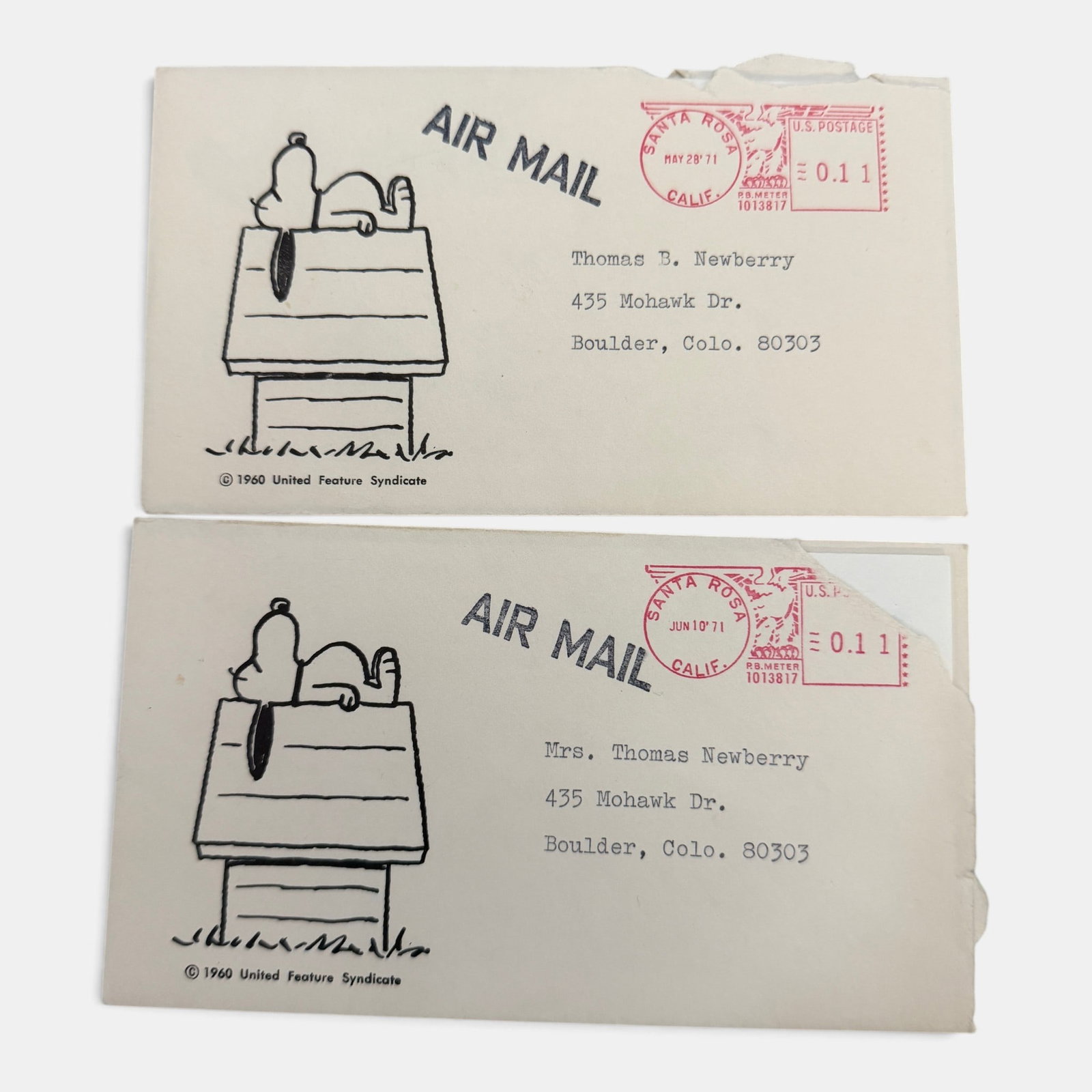 Pair of Letter from Charles Shulz (1 of 4)