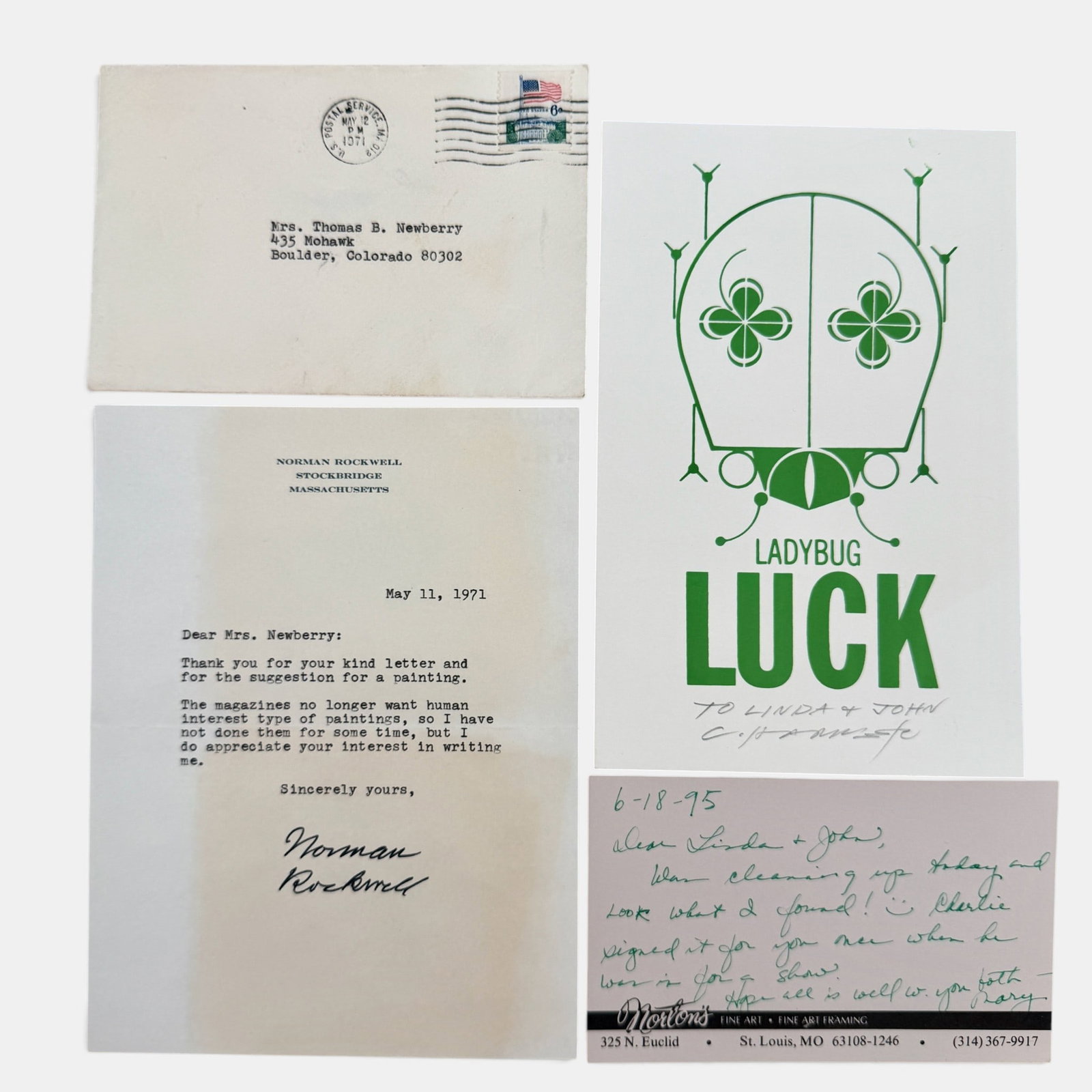 Letters from Norman Rockwell and Charley Harper Card (1 of 4)