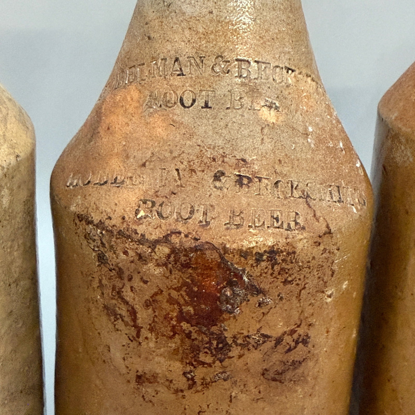 Four early ceramic bottles for various substances. - 3