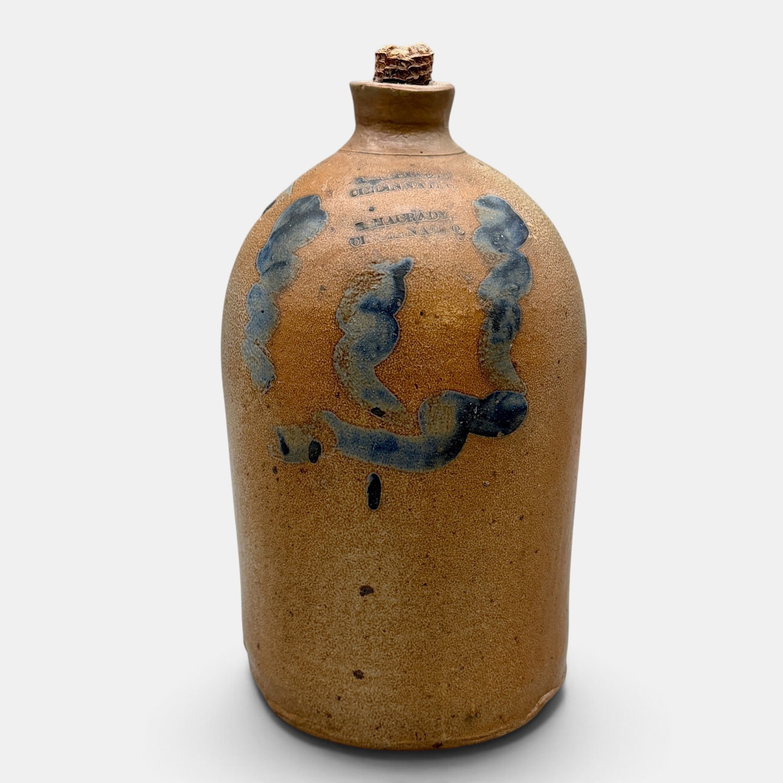 Whiskey jug made by R. Macrady, Cincinnati, O. (1 of 7)