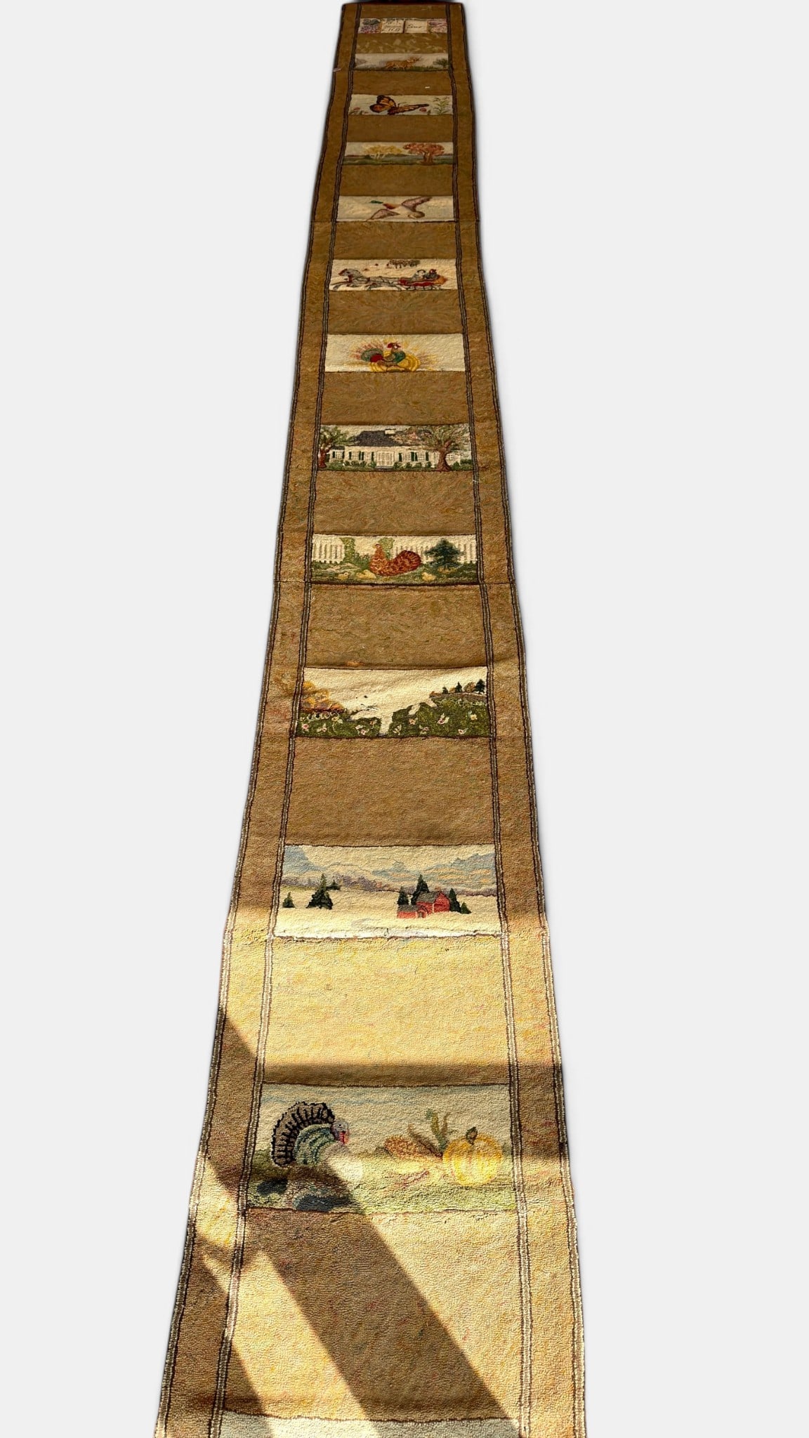 Unusual Large American Hooked Rug Runner", Numerous Panels (1 of 7)