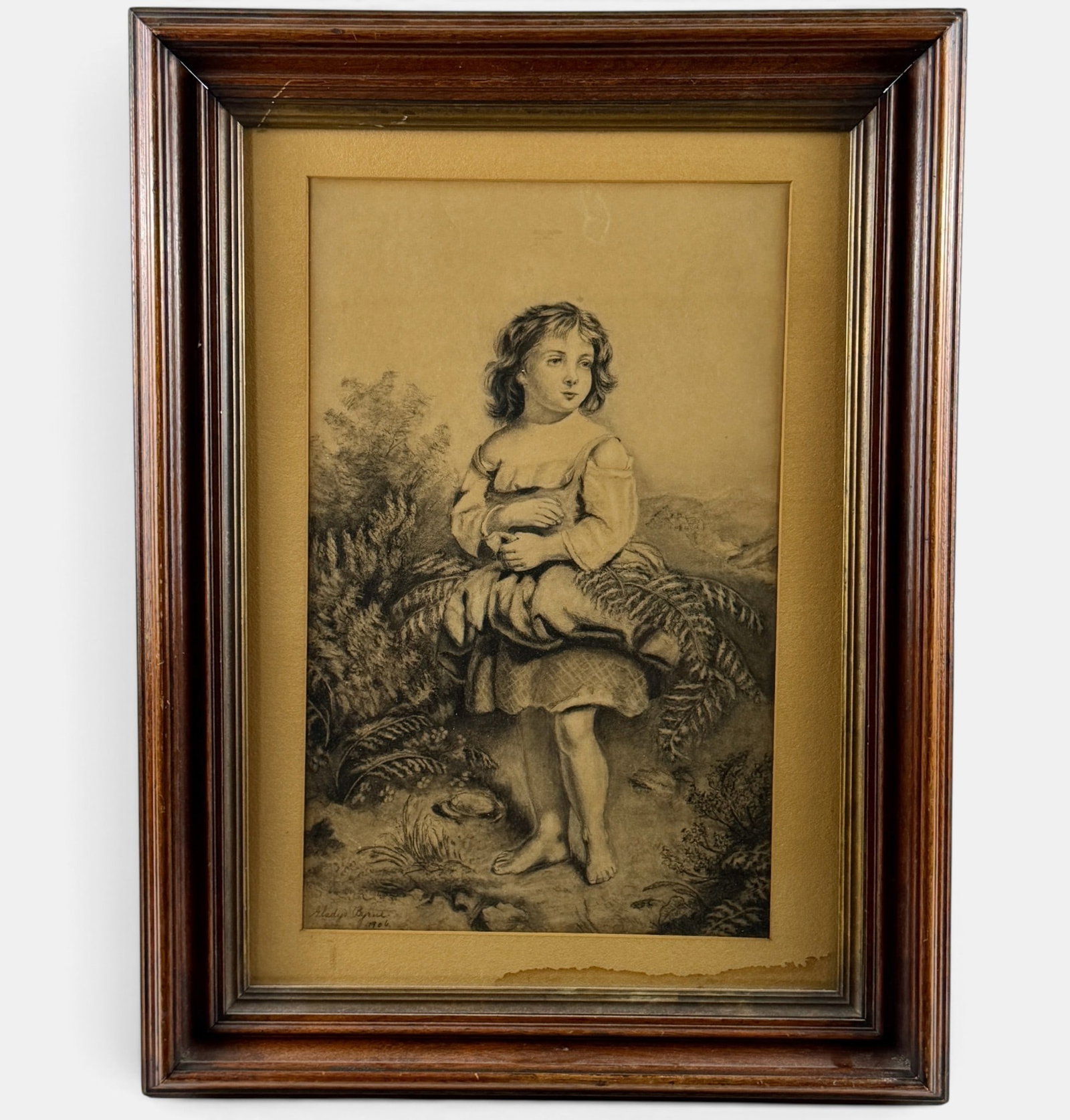 Three Victorian Era Prints: Each early 20th or late 19th century, framed lithographs or etchings, including one portrait, one genre scene and one landscape. Largest framed 25" x 30".