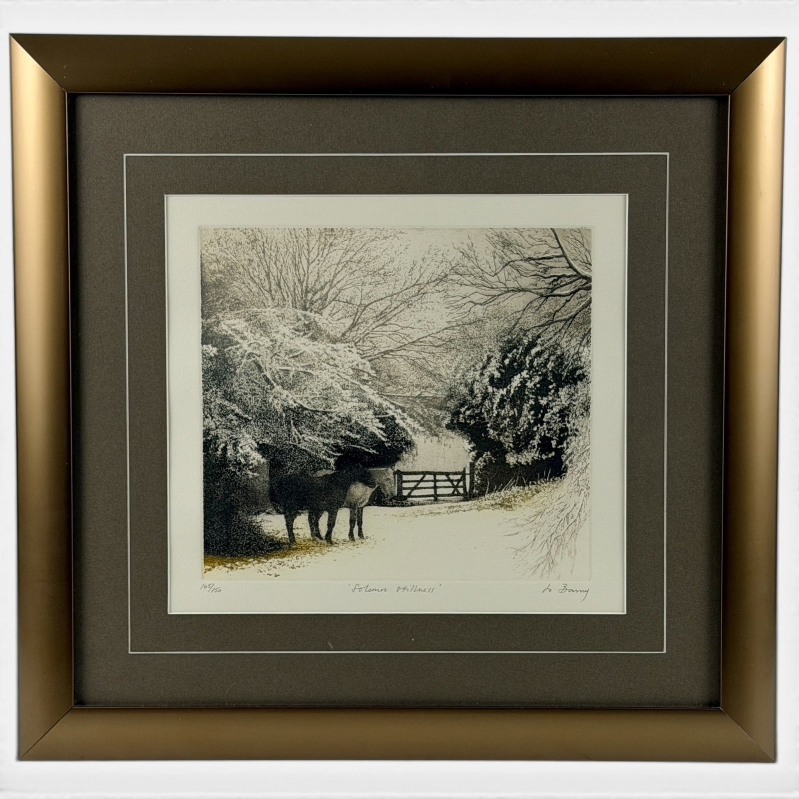 Jo Barry and H.J. Jackson; Pair of Prints: Each from Bankside Gallery, London. First, a color woodcut by H.J. Jackson, signed, editioned and titled to margin. Then, an etching and aquatint by Jo Barry, also signed, editioned and titled to marg