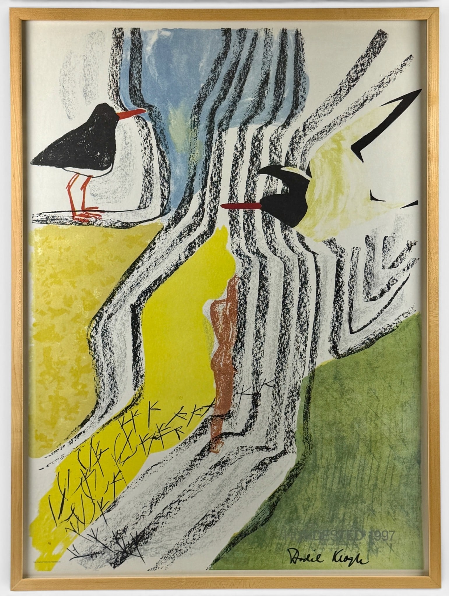 Bodil Krogh "Hundested" 1997 Poster: Lithograph in colors, signed in plate l.r. 29.5" x 22" (framed).