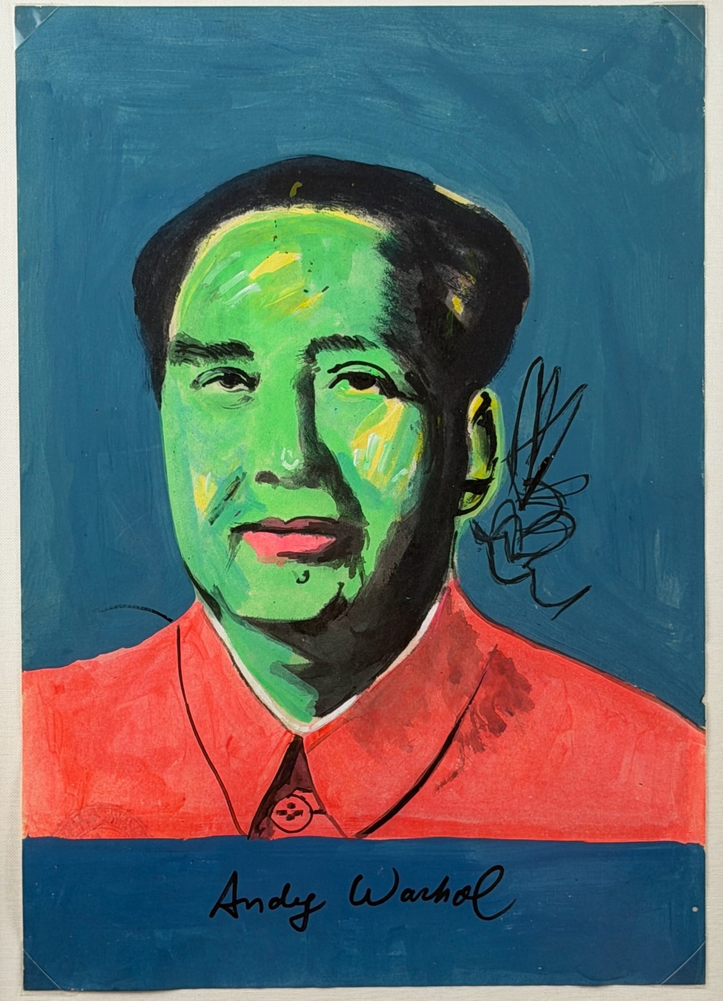 After Andy Warhol, Mao Silkscreen: Silkscreen on paper Later posthumous printing Verso stamped with Warhol Foundation Sheet: 11.5" x 8.25" Frame: 14" x 11"