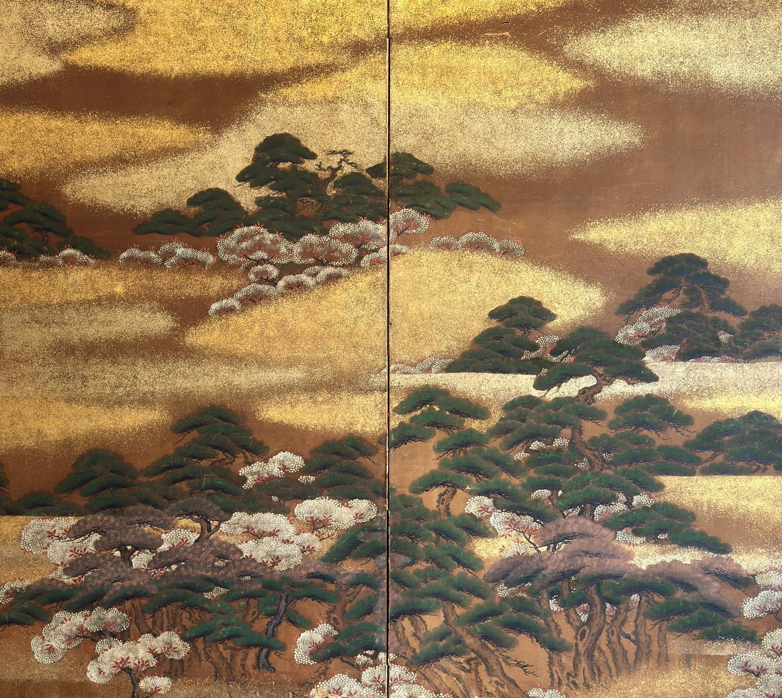 Large Japanese Two-Panel Screen Painting - 2
