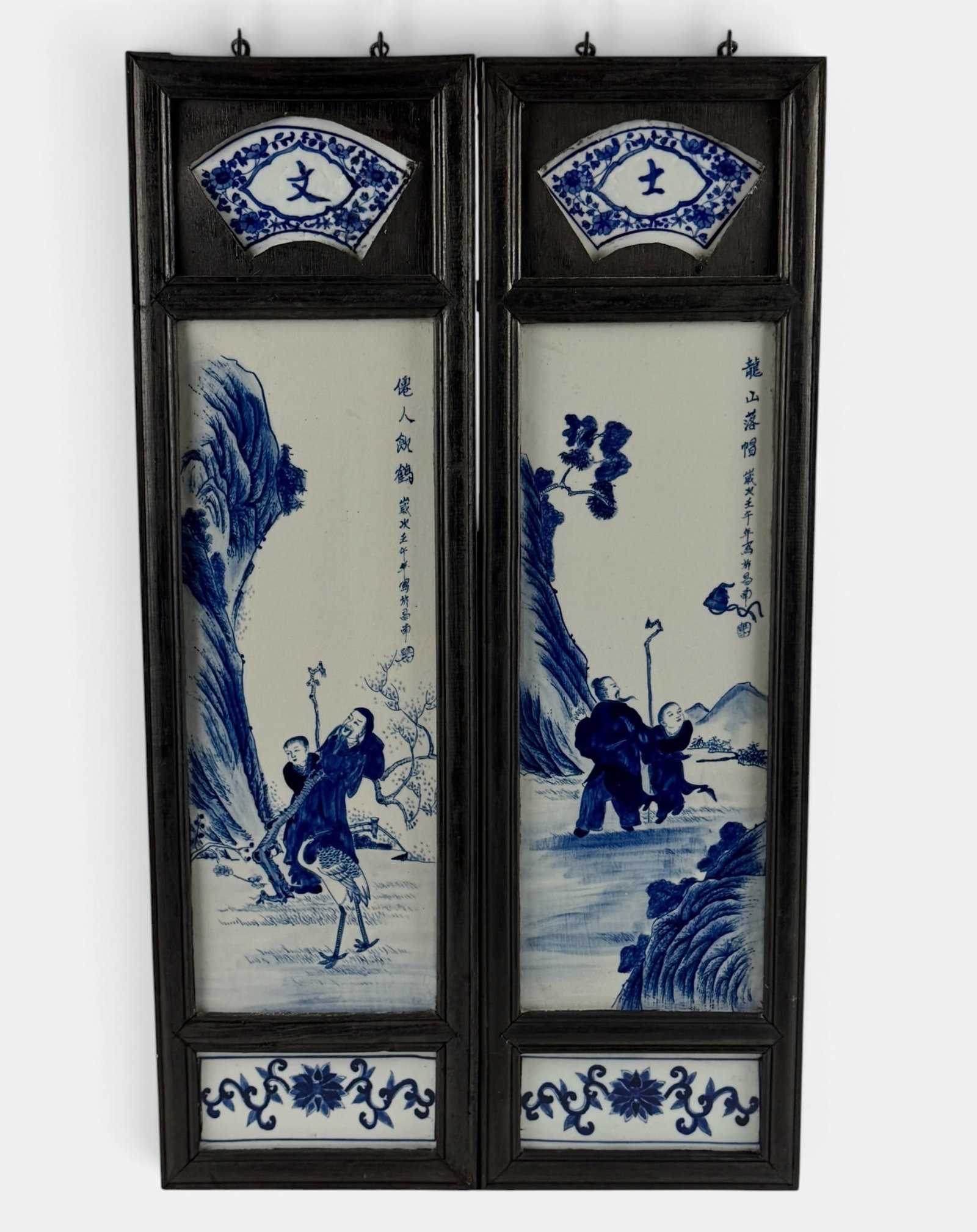 Pair of Chinese Republic Period Blue and White Plaques (1 of 6)