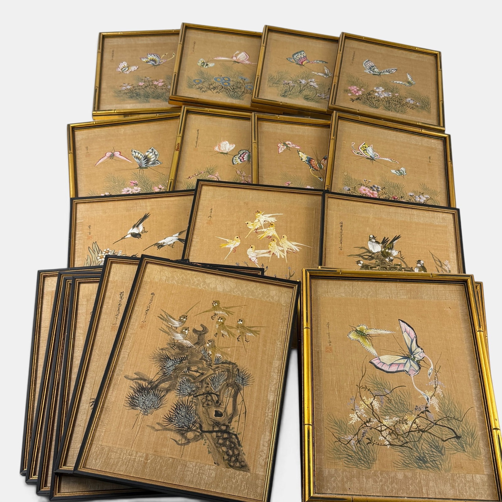 Collection of Chinese Bird and Butterfly Watercolors (1 of 6)