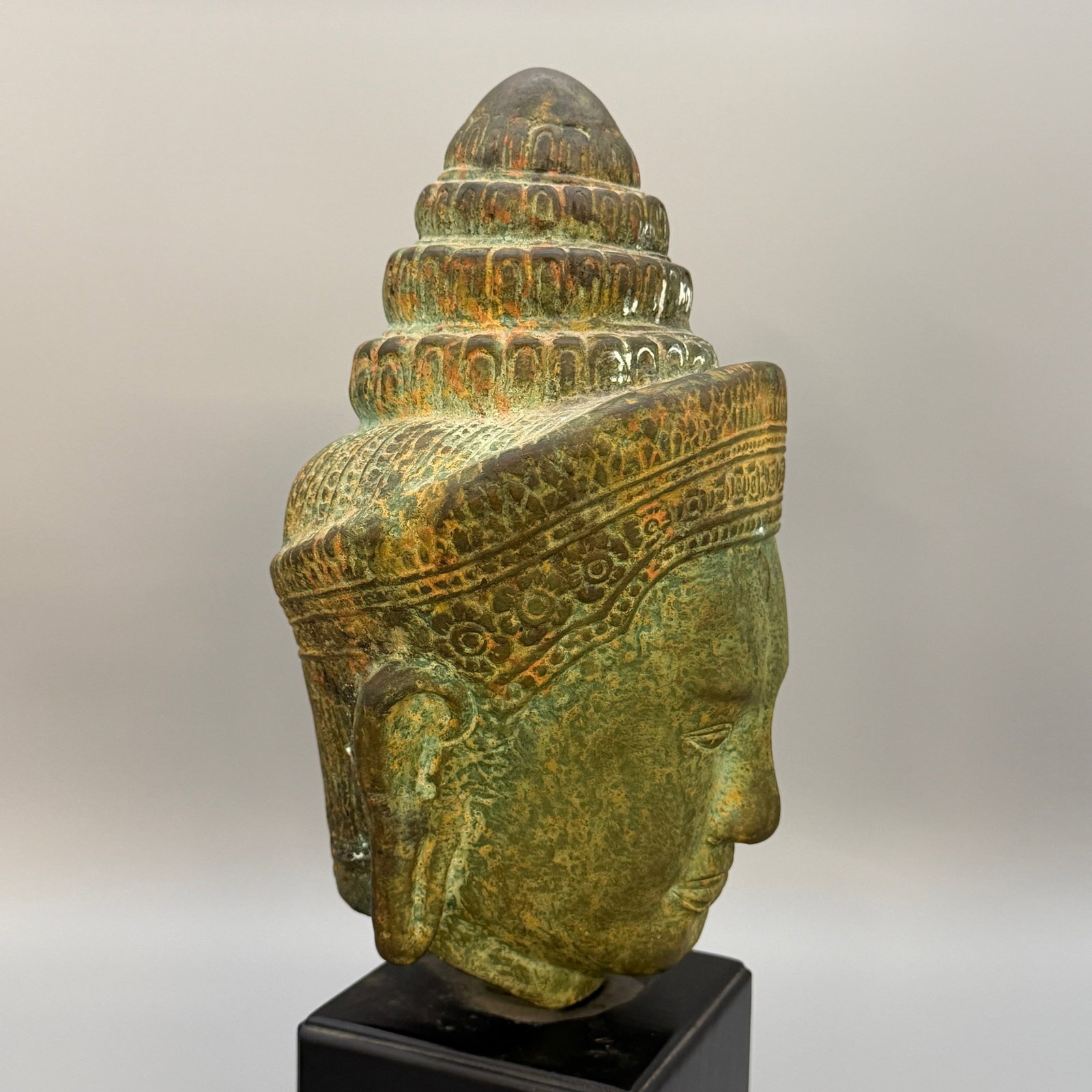 Khmer Style Bronze Buddha Head - 3