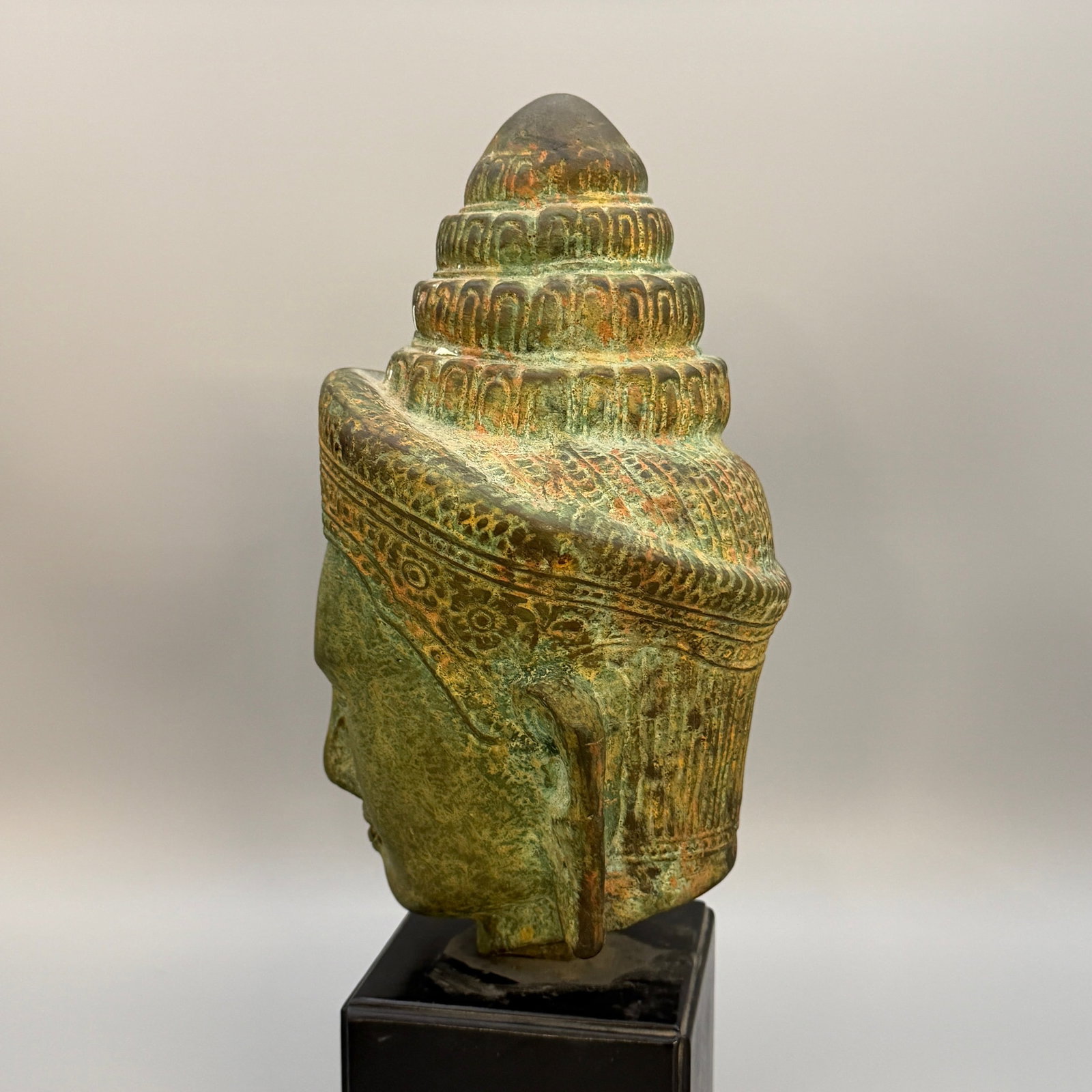 Khmer Style Bronze Buddha Head - 5