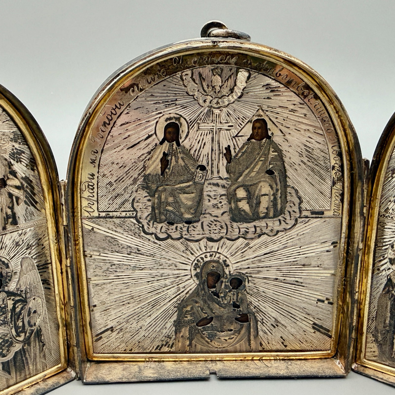 19th Century Russian Silver Triptych Icon - 3