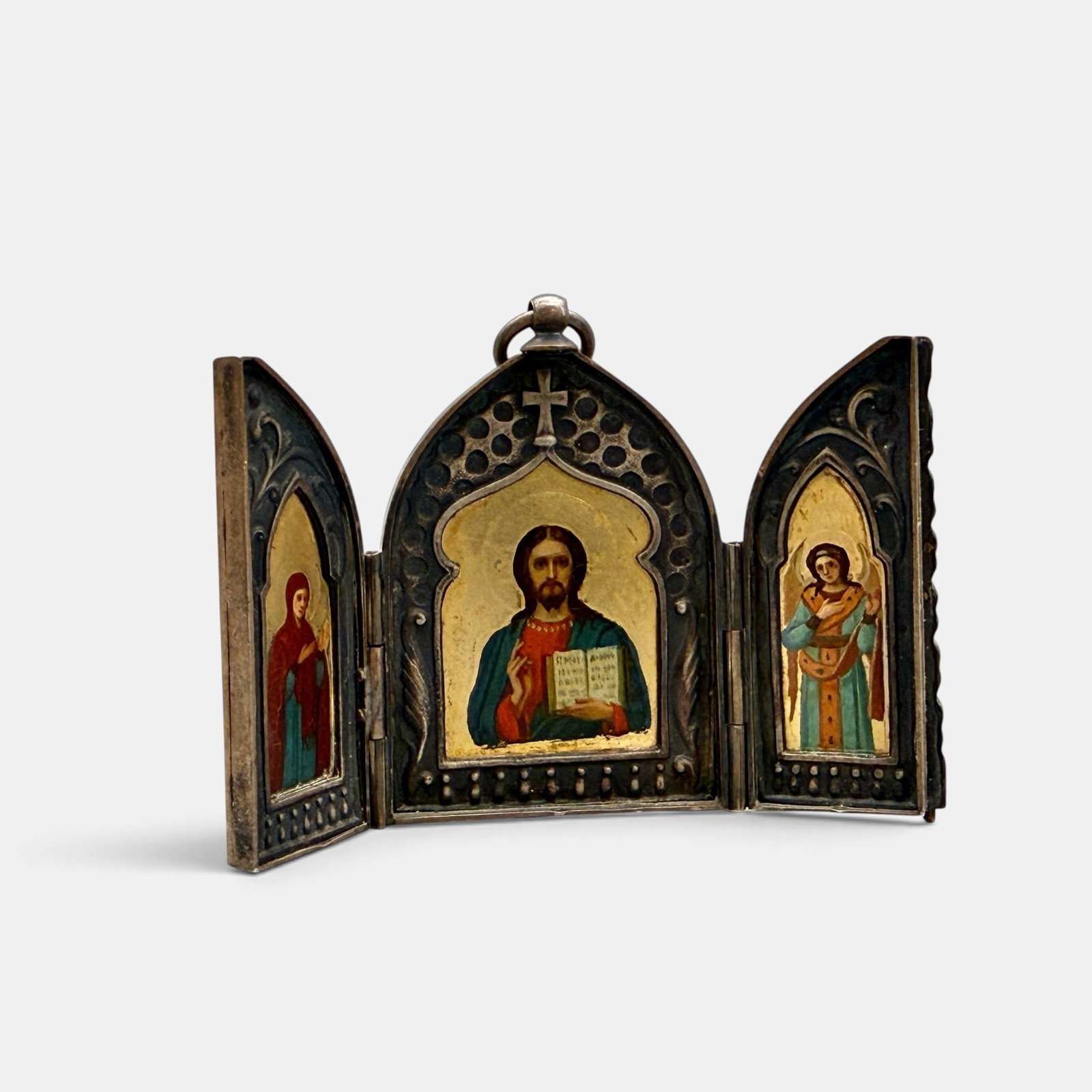 Russian Triptych Icon in 875 Silver - 2
