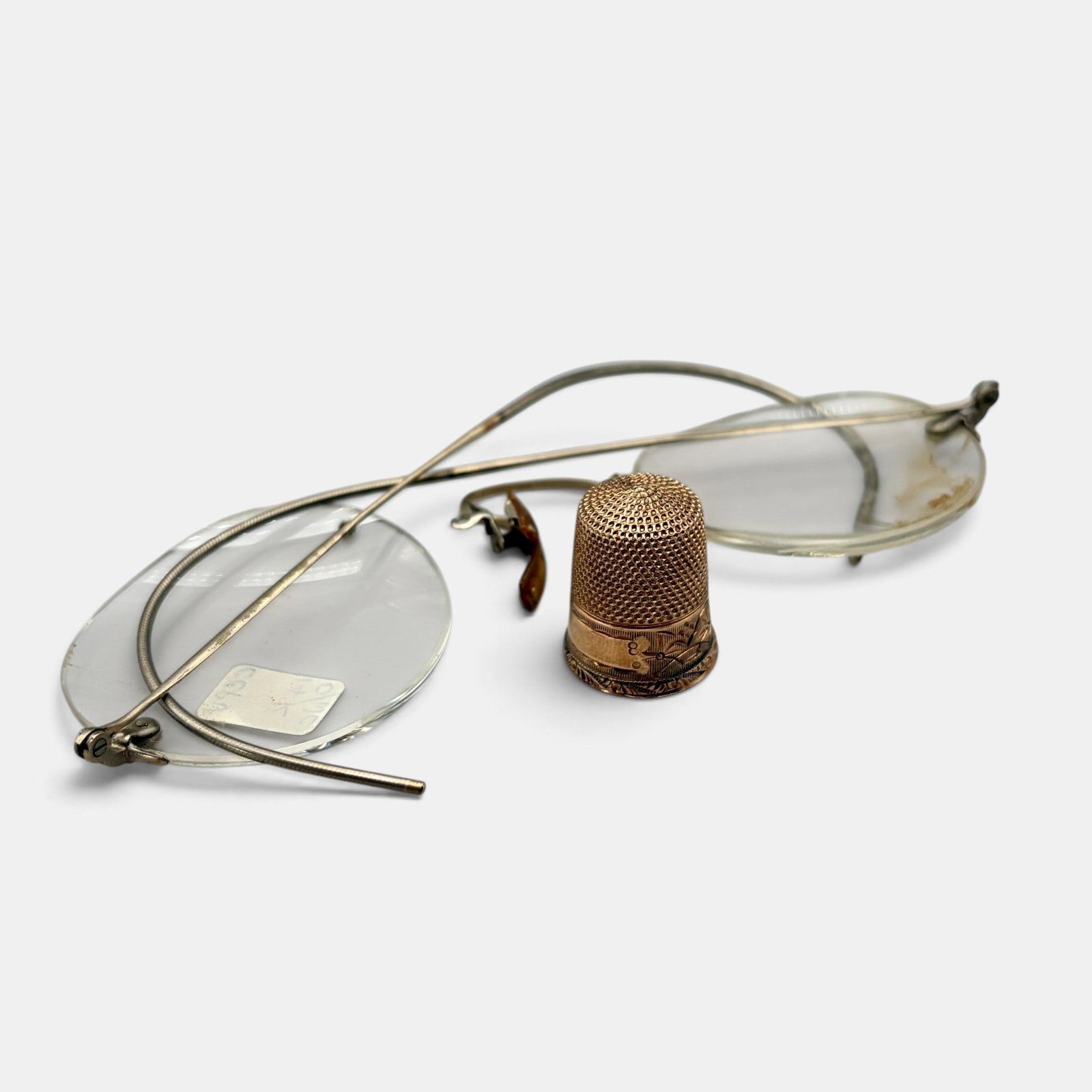 Pair of Antique Spectacles 14k Rims and 14k Thimble (1 of 2)