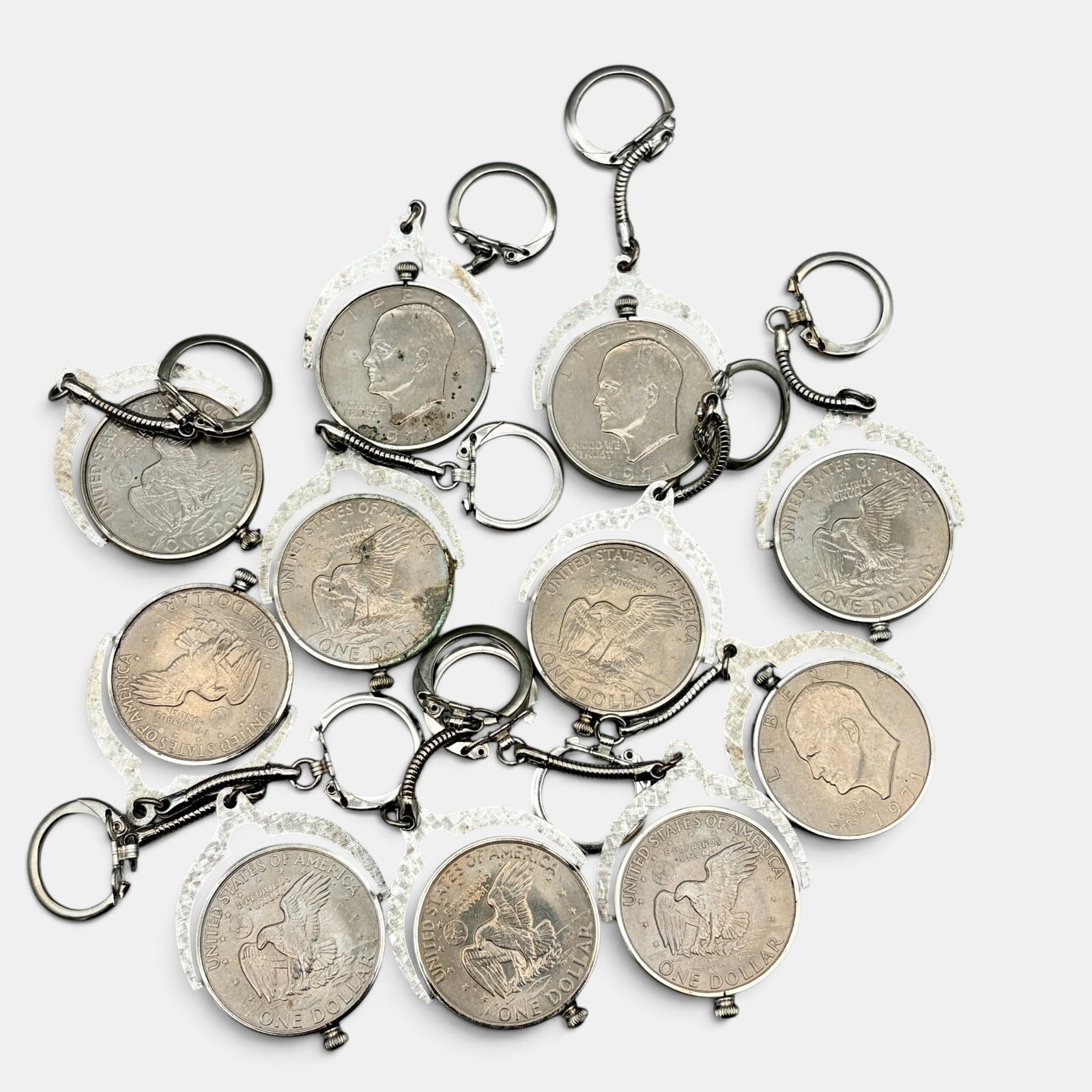 Group of 1971 Liberty Dollar Keychains: All 1971, each with attached keychain.